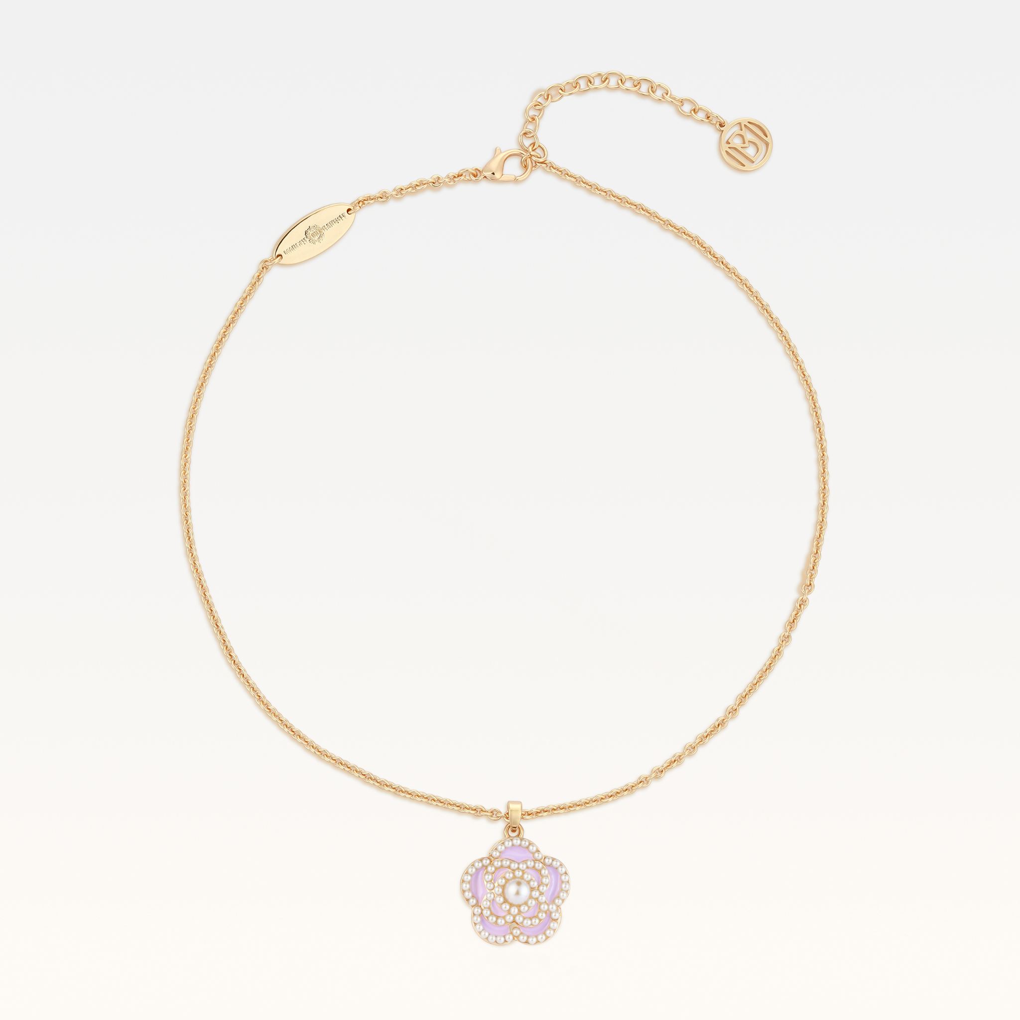 MB Signature Gold-Plated Lavender Mist Camélia Pearl Necklace