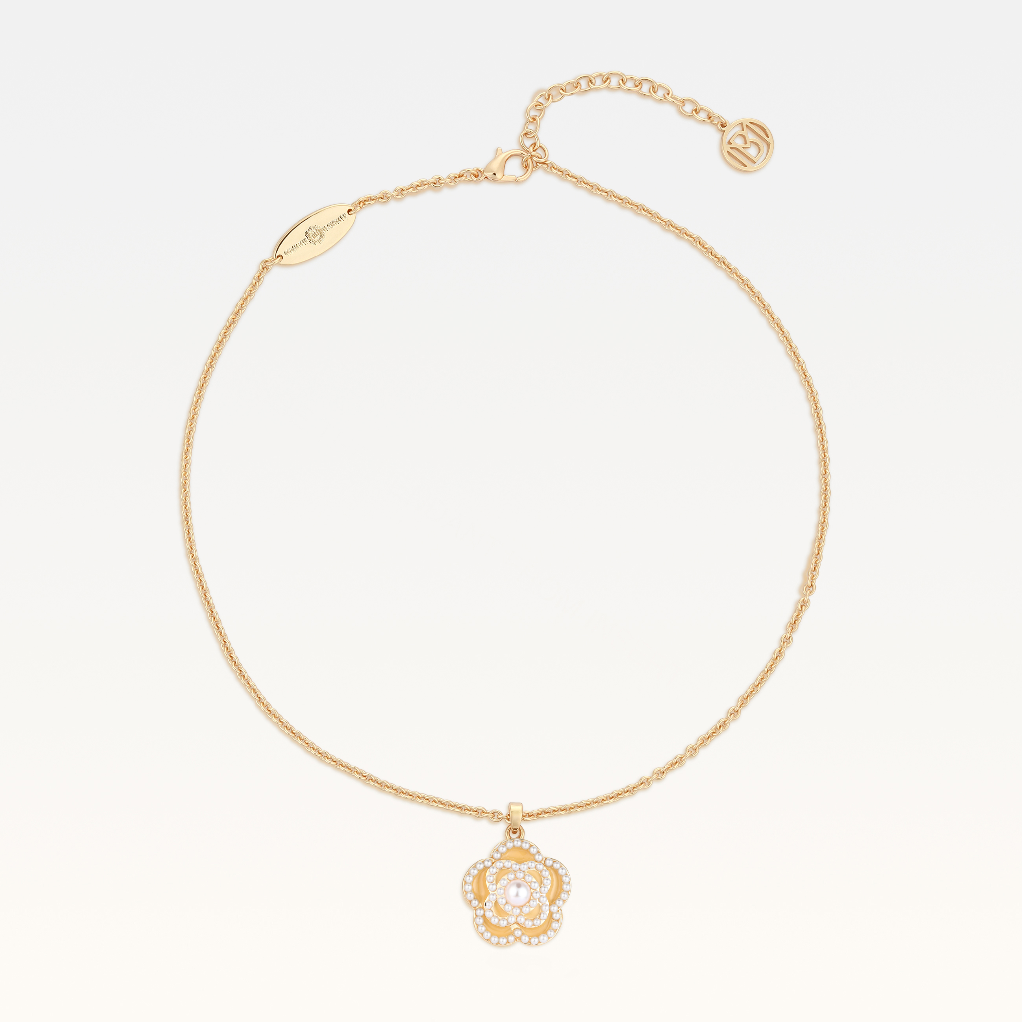 MB Signature Gold-Plated Peach Nude Camélia Pearl Necklace
