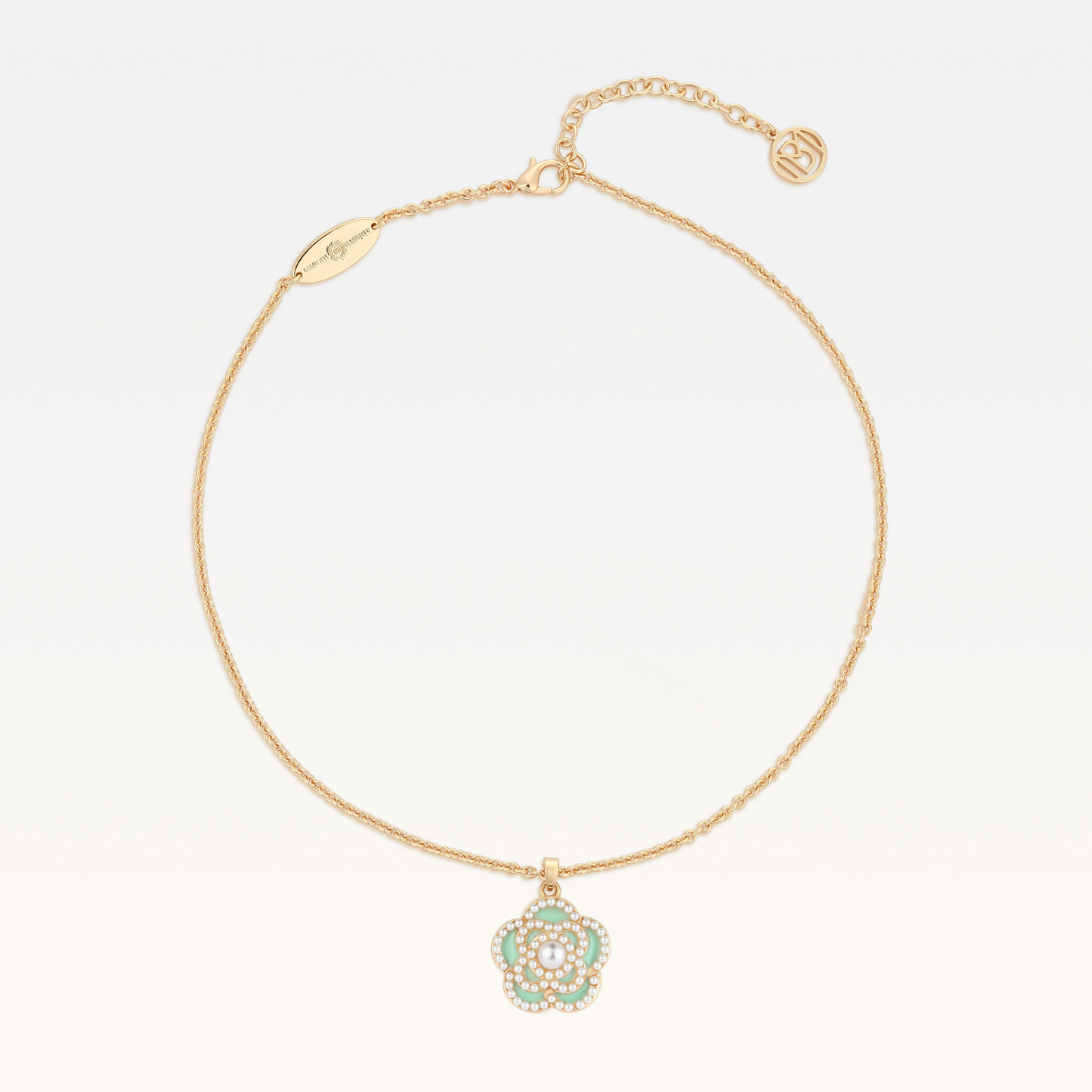MB Signature Gold-Plated Mint Créme Camélia Pearl Necklace