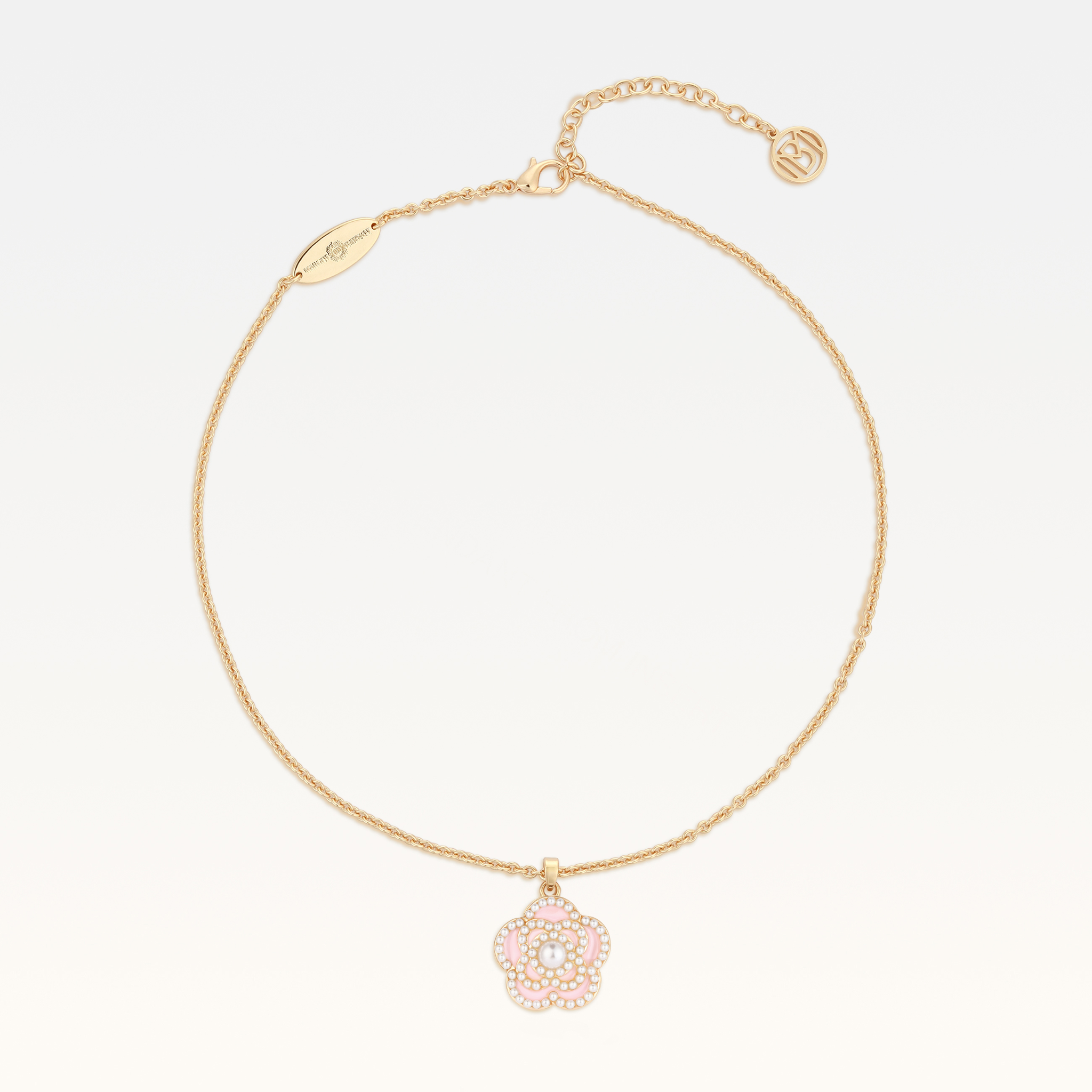 MB Signature Gold-Plated Blush Rose Camélia Pearl Necklace