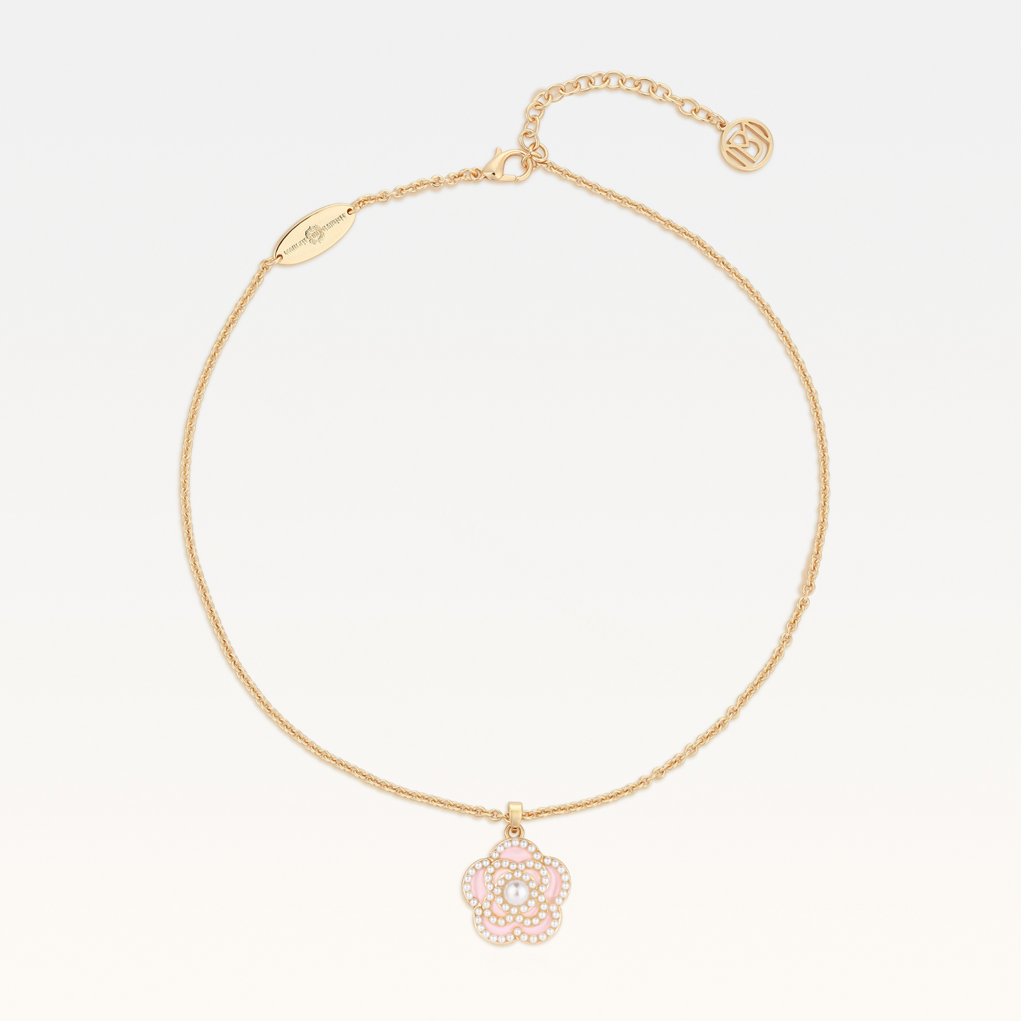 MB Signature Gold-Plated Blush Rose Camélia Pearl Necklace