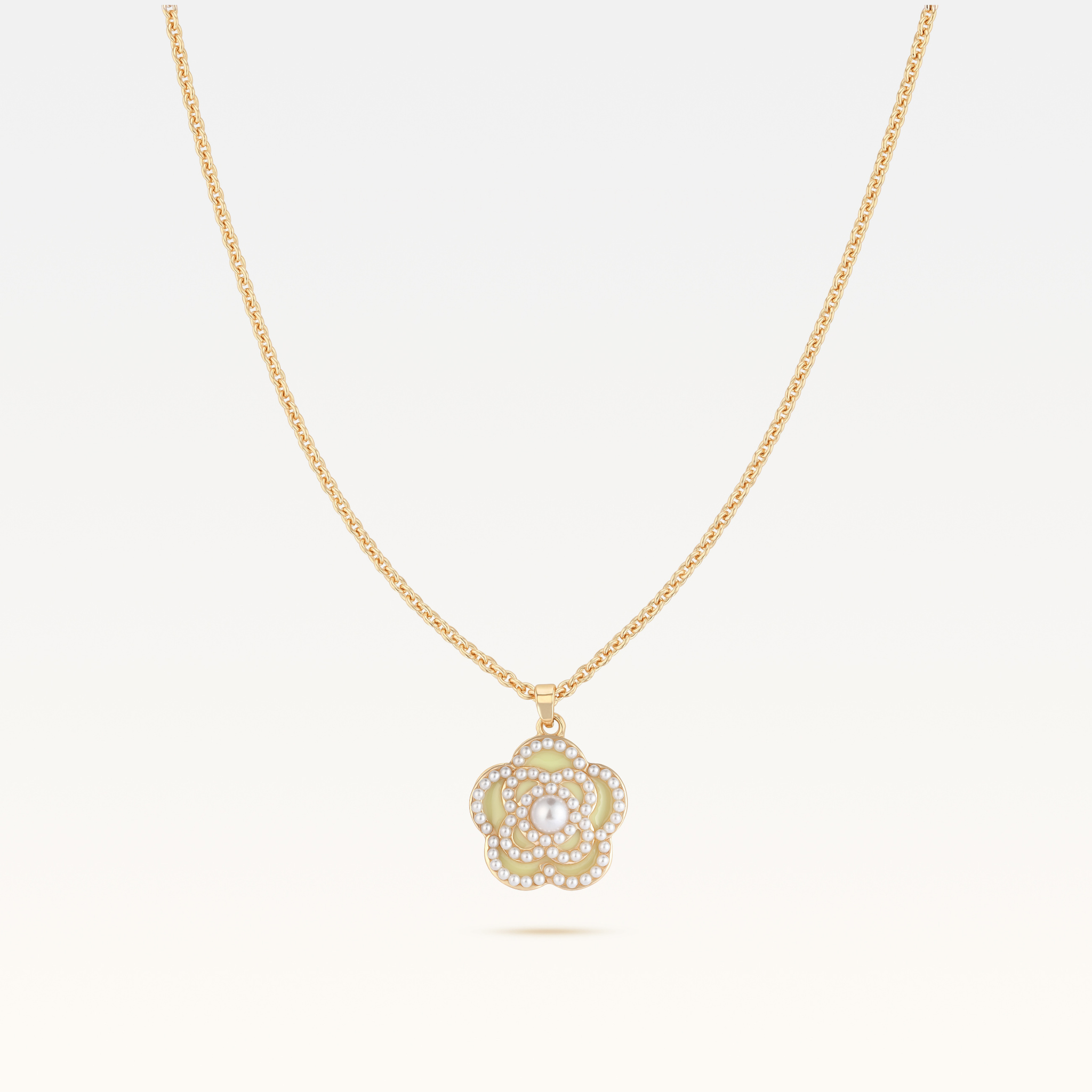 MB Signature Gold-Plated Pastel Yellow Camélia Pearl Necklace