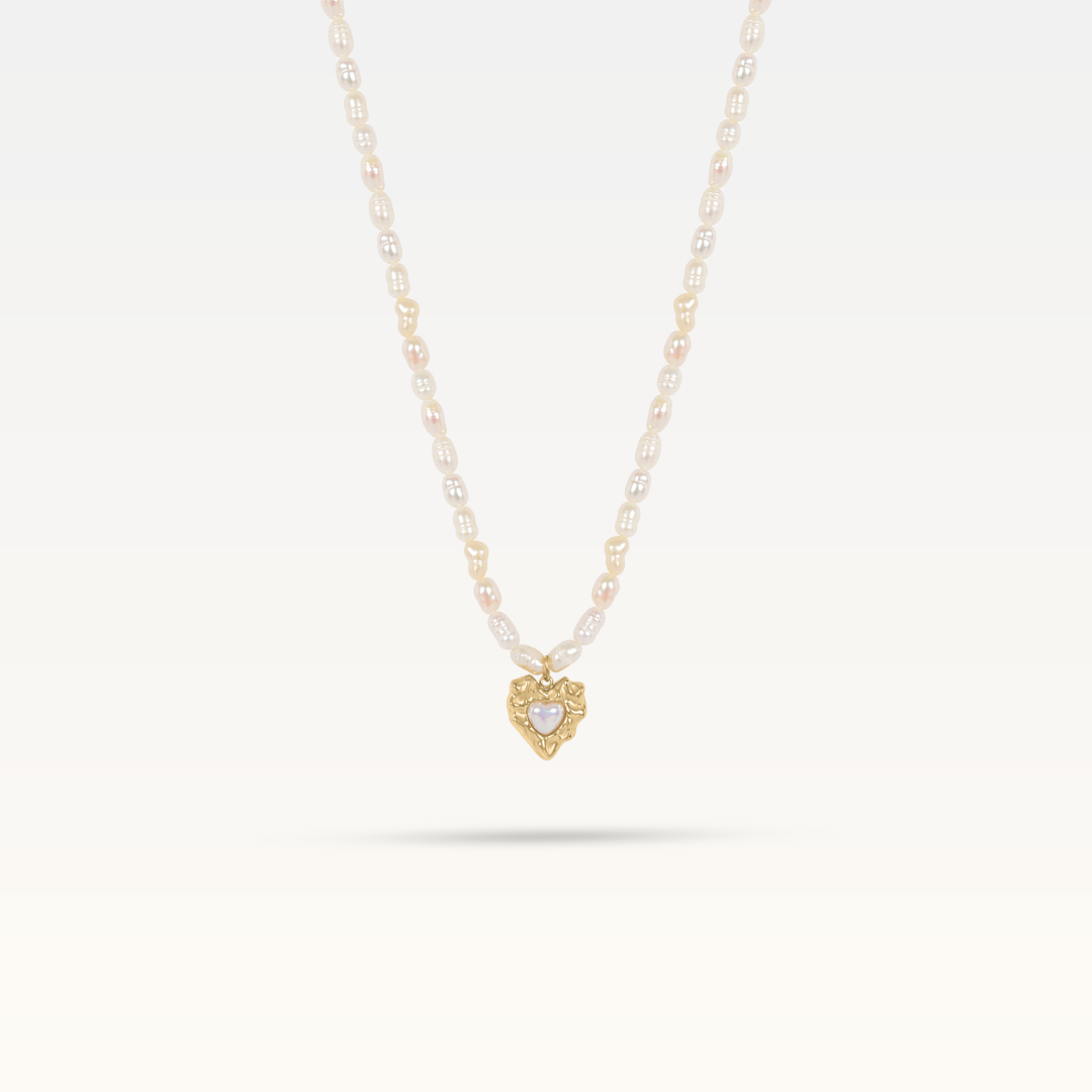 Milou Heart Necklace - Pearl