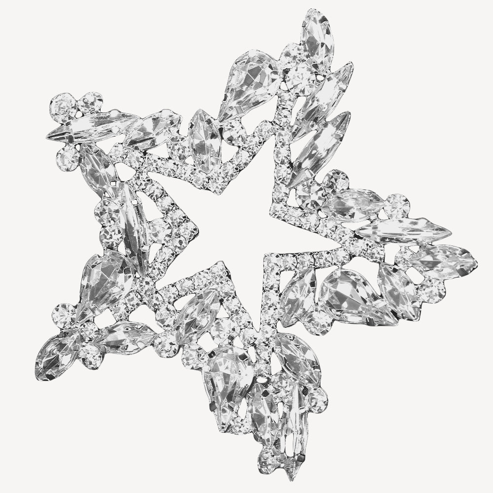 Crystal Star Earrings - Silver