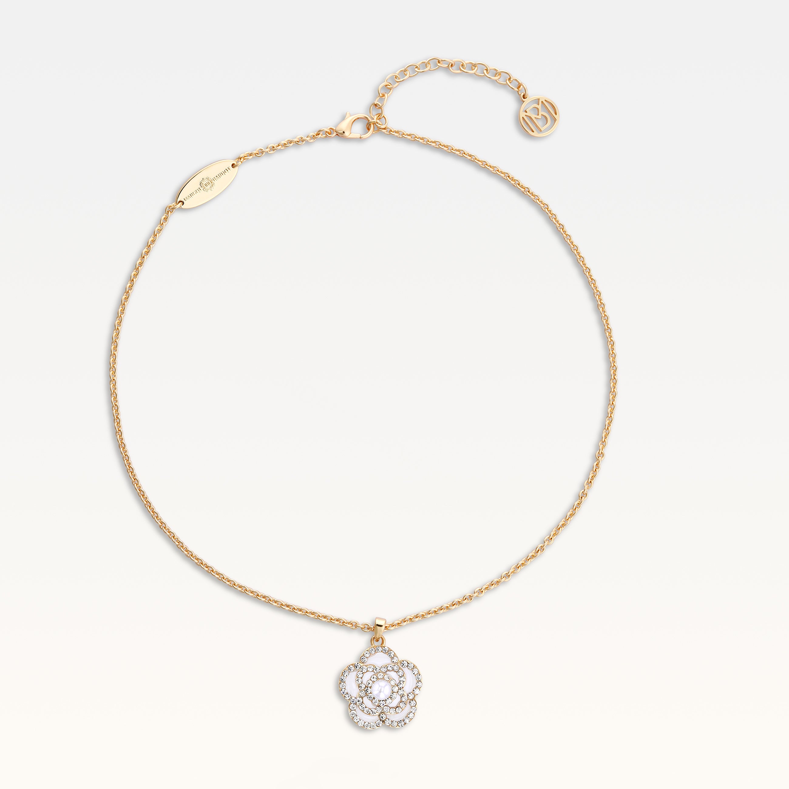 MB Côte d'Azur Gold-Plated Blanc Camélia Crystal Necklace