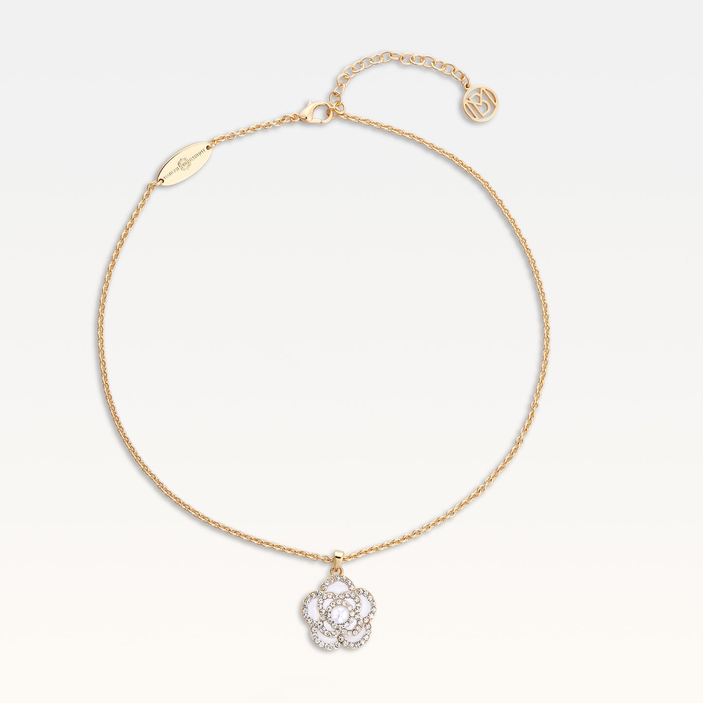 MB Côte d'Azur Gold-Plated Blanc Camélia Crystal Necklace