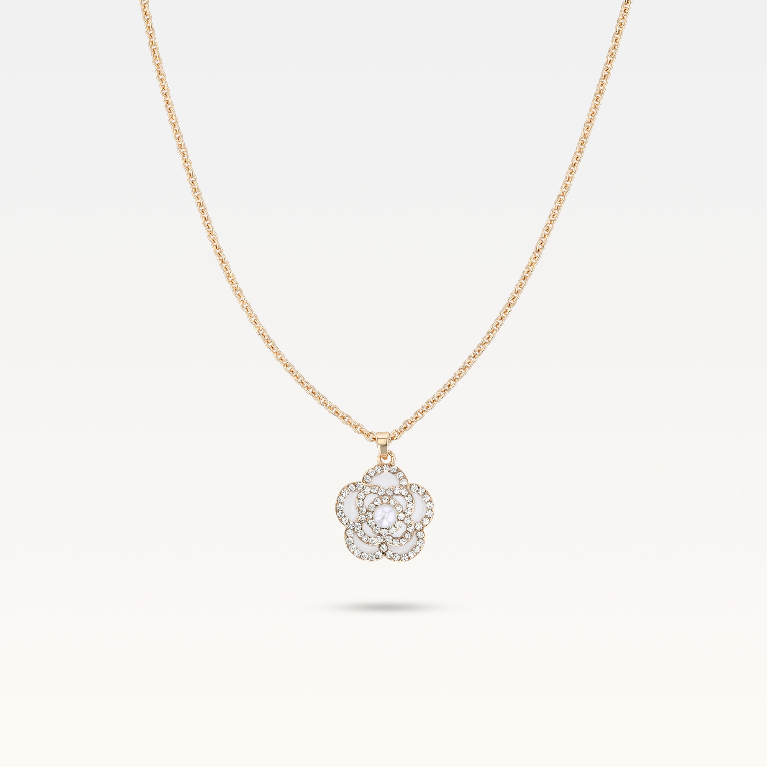 MB Côte d'Azur Gold-Plated Blanc Camélia Crystal Necklace