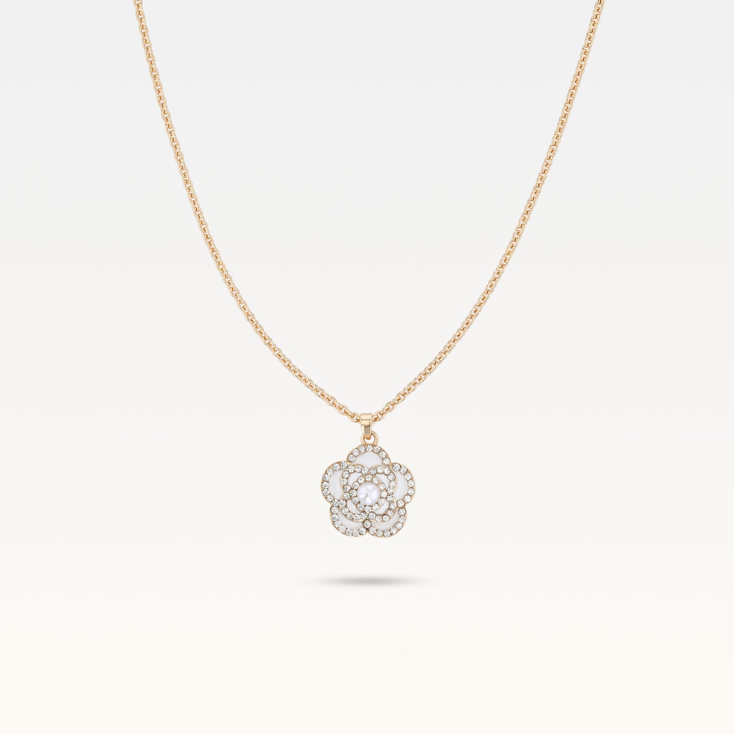 MB Côte d'Azur Gold-Plated Blanc Camélia Crystal Necklace