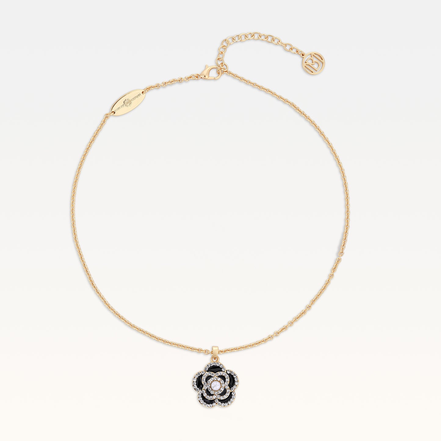 MB Côte d'Azur Gold-Plated Noir Camélia Crystal Necklace