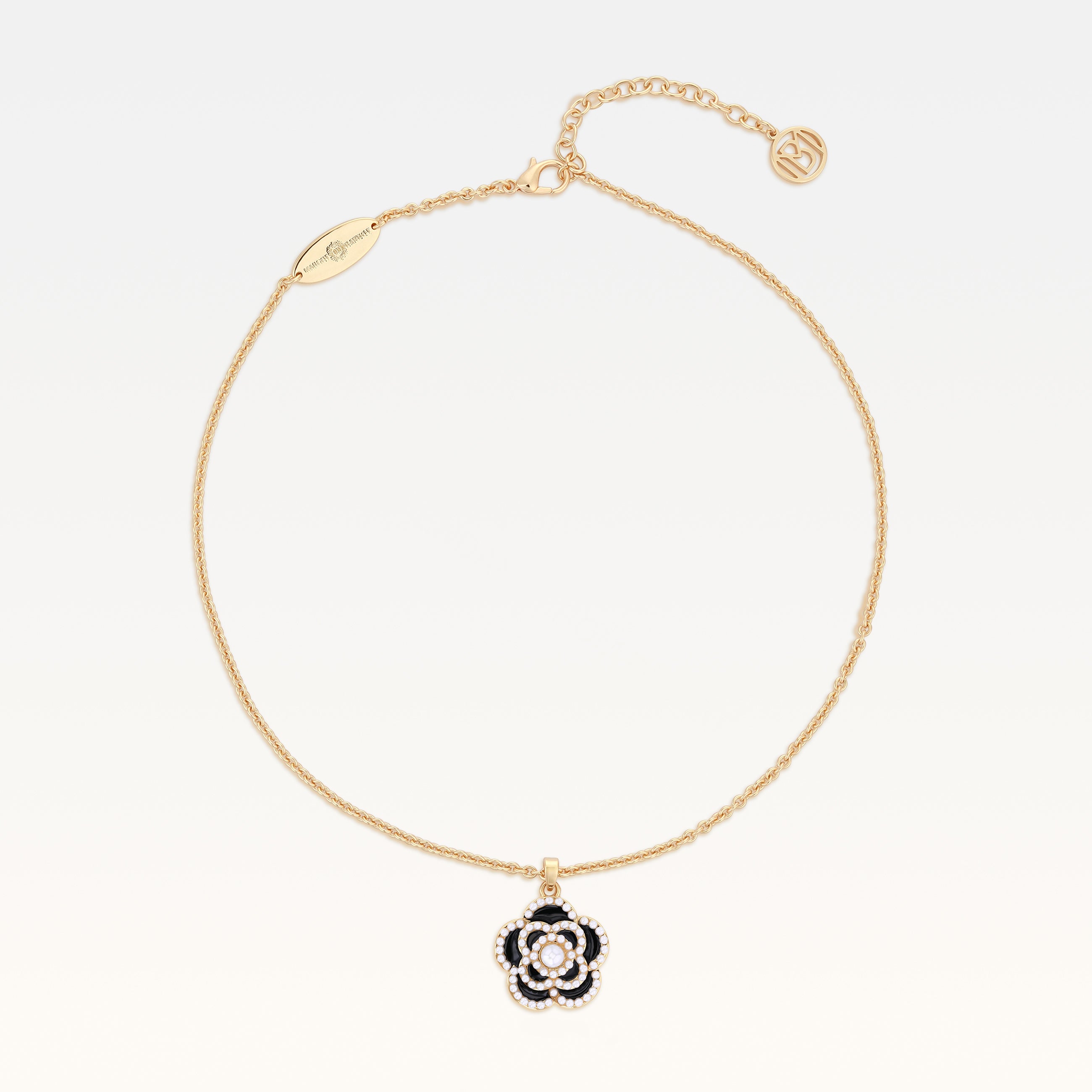 MB Signature Gold-Plated Noir Camélia Pearl Necklace