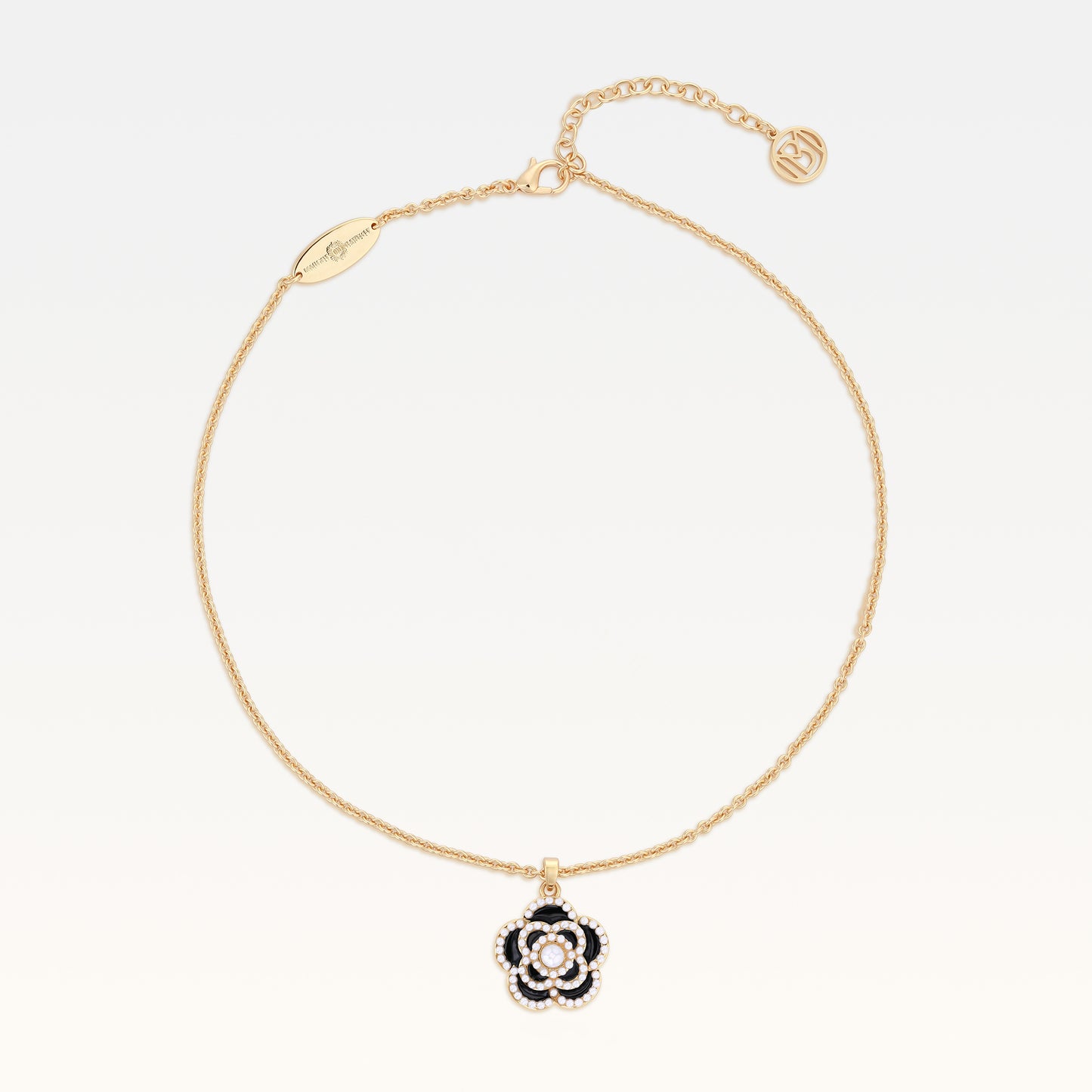 MB Signature Gold-Plated Noir Camélia Pearl Necklace