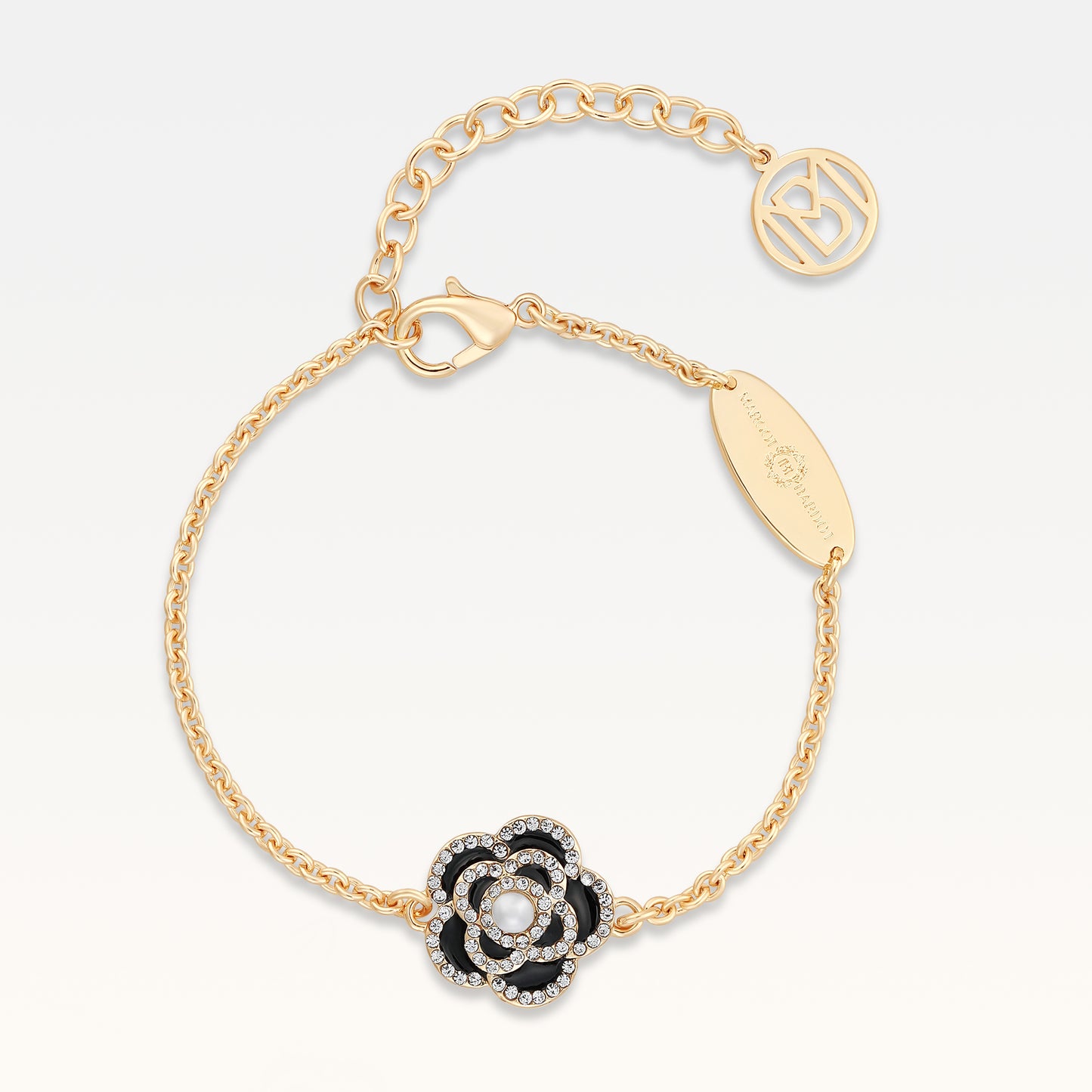 MB Côte d'Azur Gold-Plated Noir Camélia Crystal Bracelet