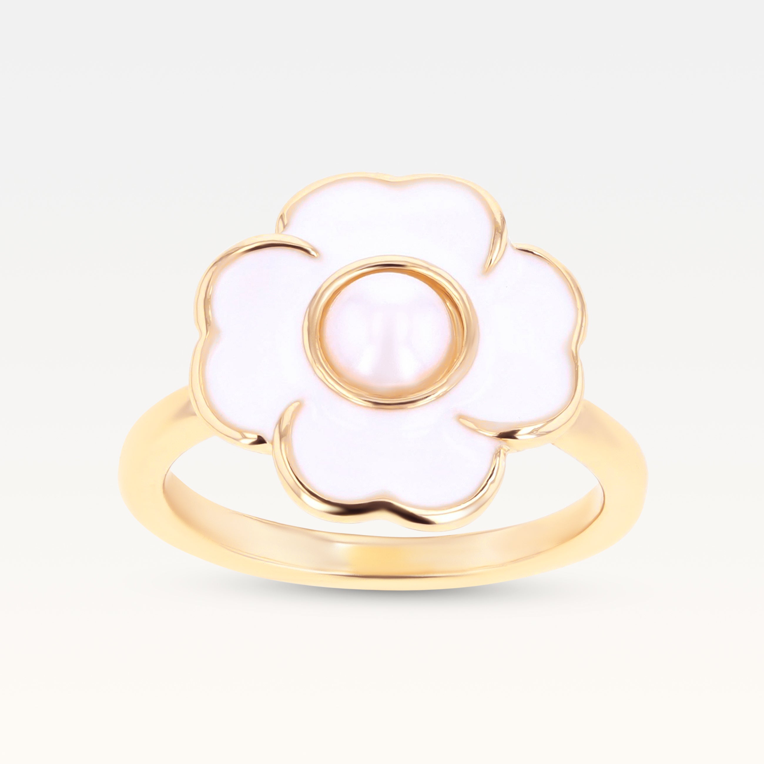 MB Côte d'Azur Gold-Plated Blanc Trèfle Pearl Ring
