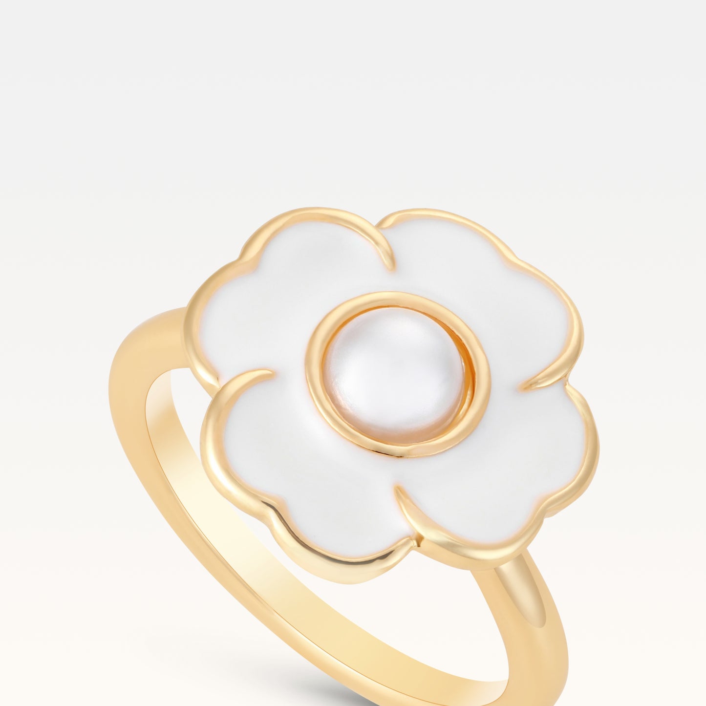 MB Côte d'Azur Gold-Plated Blanc Trèfle Pearl Ring