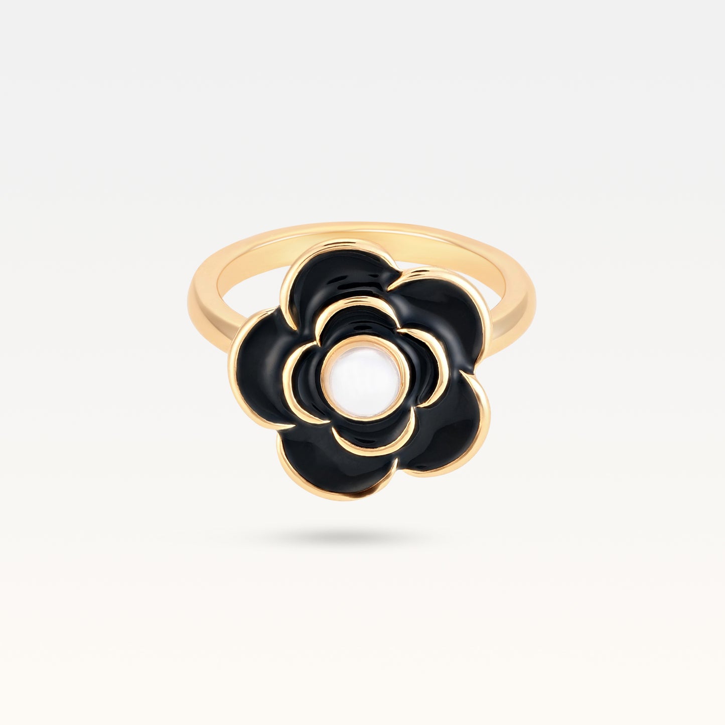 MB Côte d'Azur Gold-Plated Noir Camélia Pearl Ring