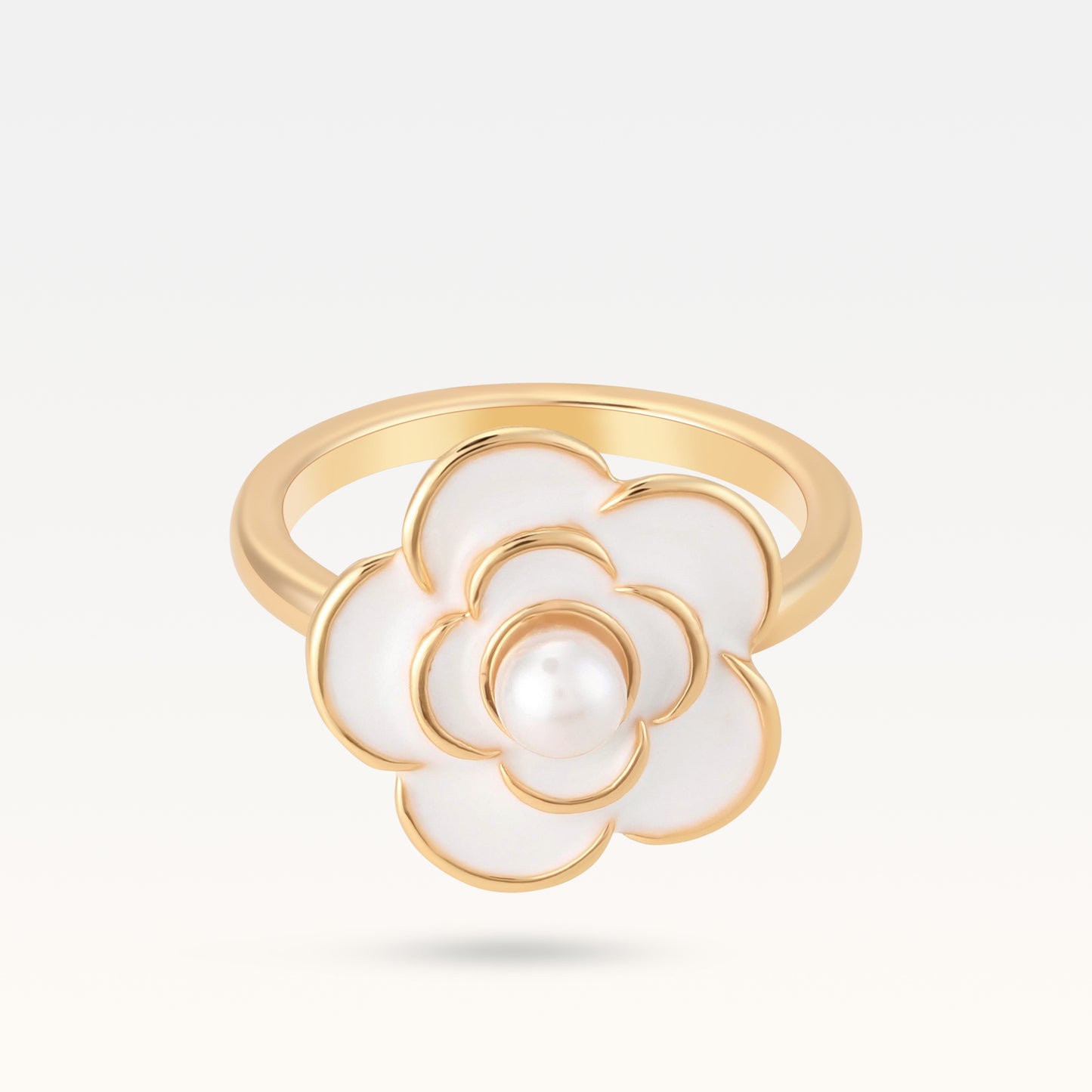MB Côte d'Azur Gold-Plated Blanc Camélia Pearl Ring