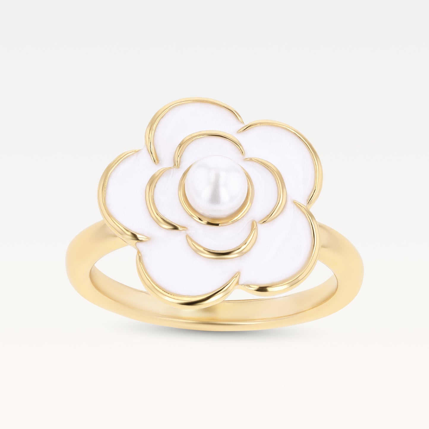 MB Côte d'Azur Gold-Plated Blanc Camélia Pearl Ring