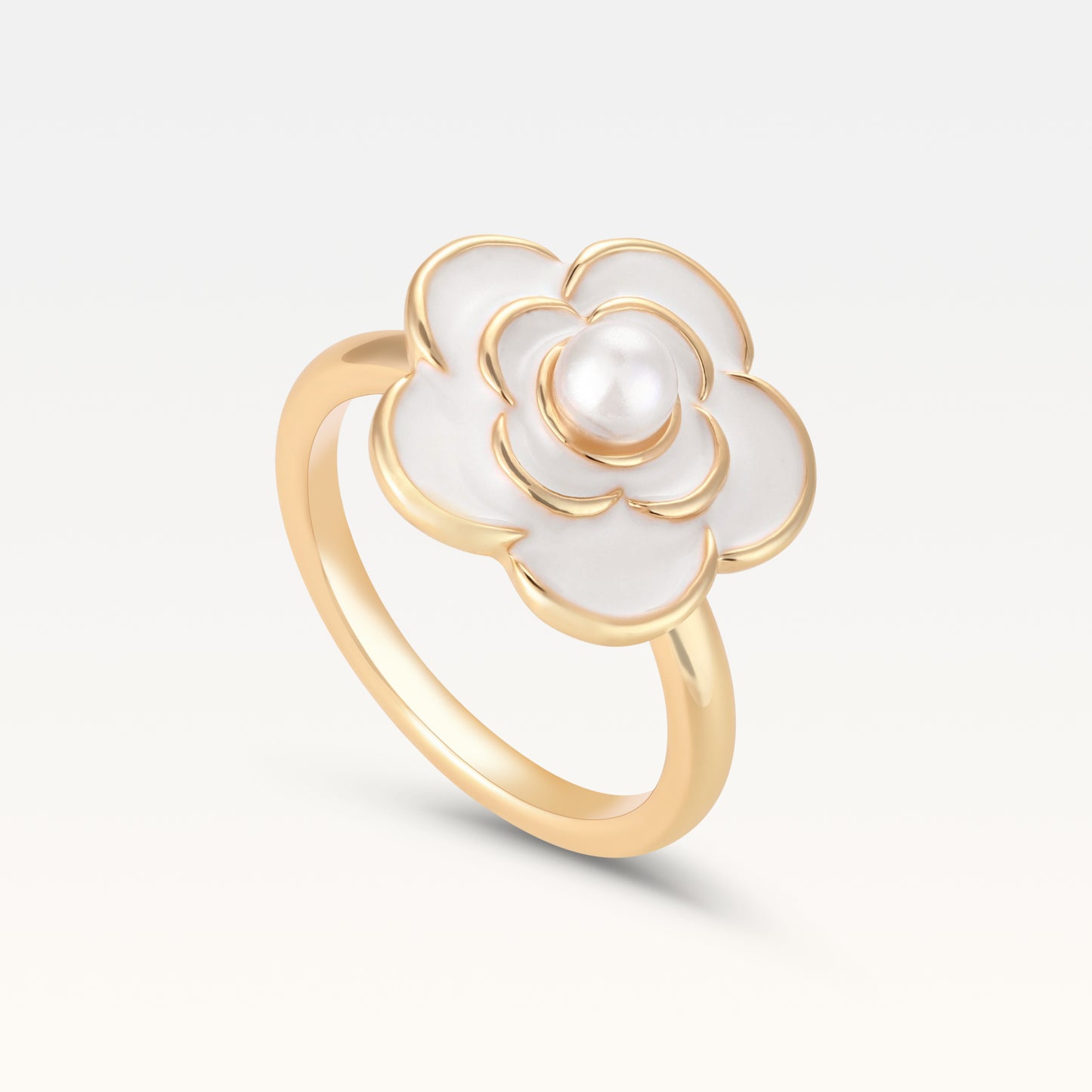 MB Côte d'Azur Gold-Plated Blanc Camélia Pearl Ring