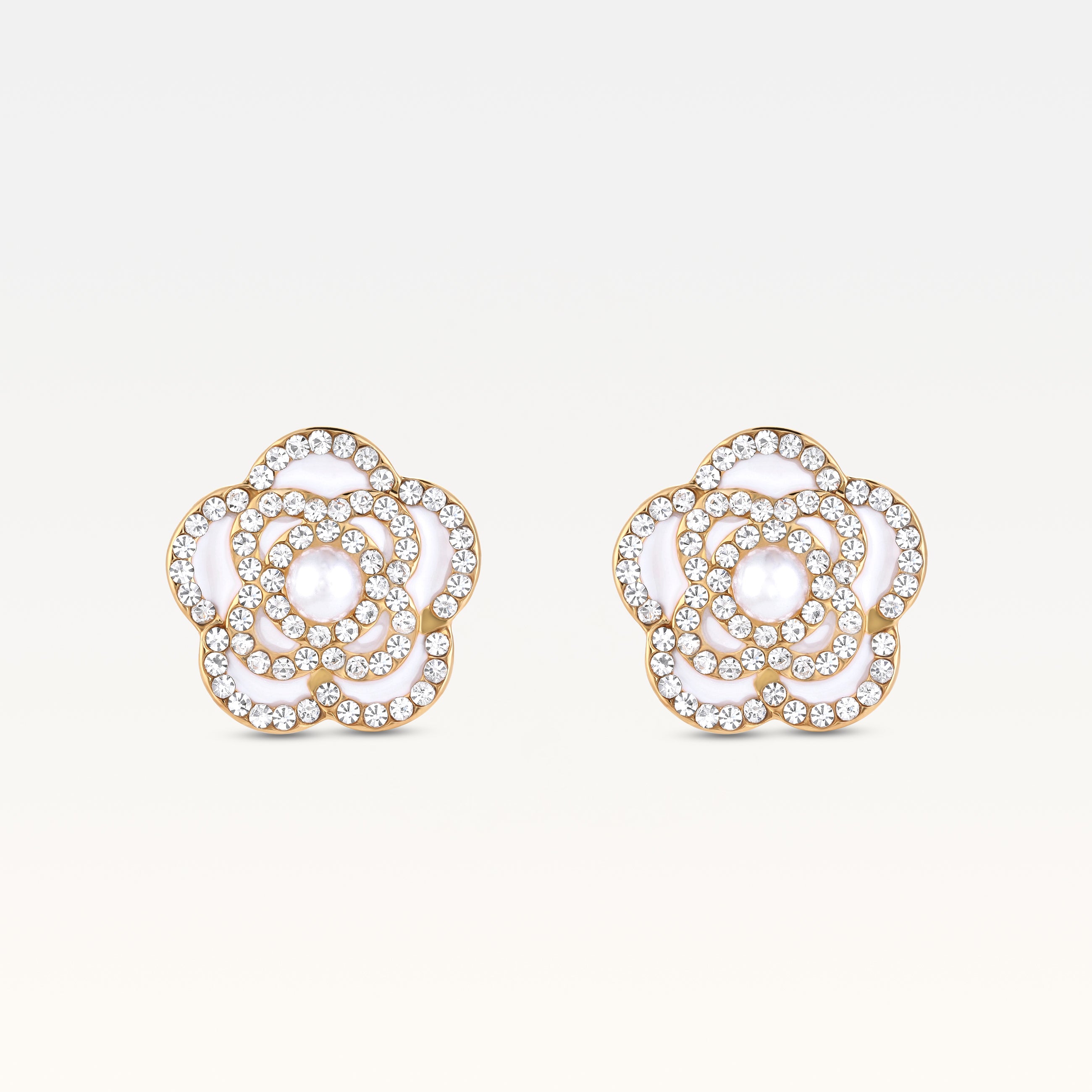 MB Côte d'Azur Gold-plated Blanc Camélia Crystal Earrings