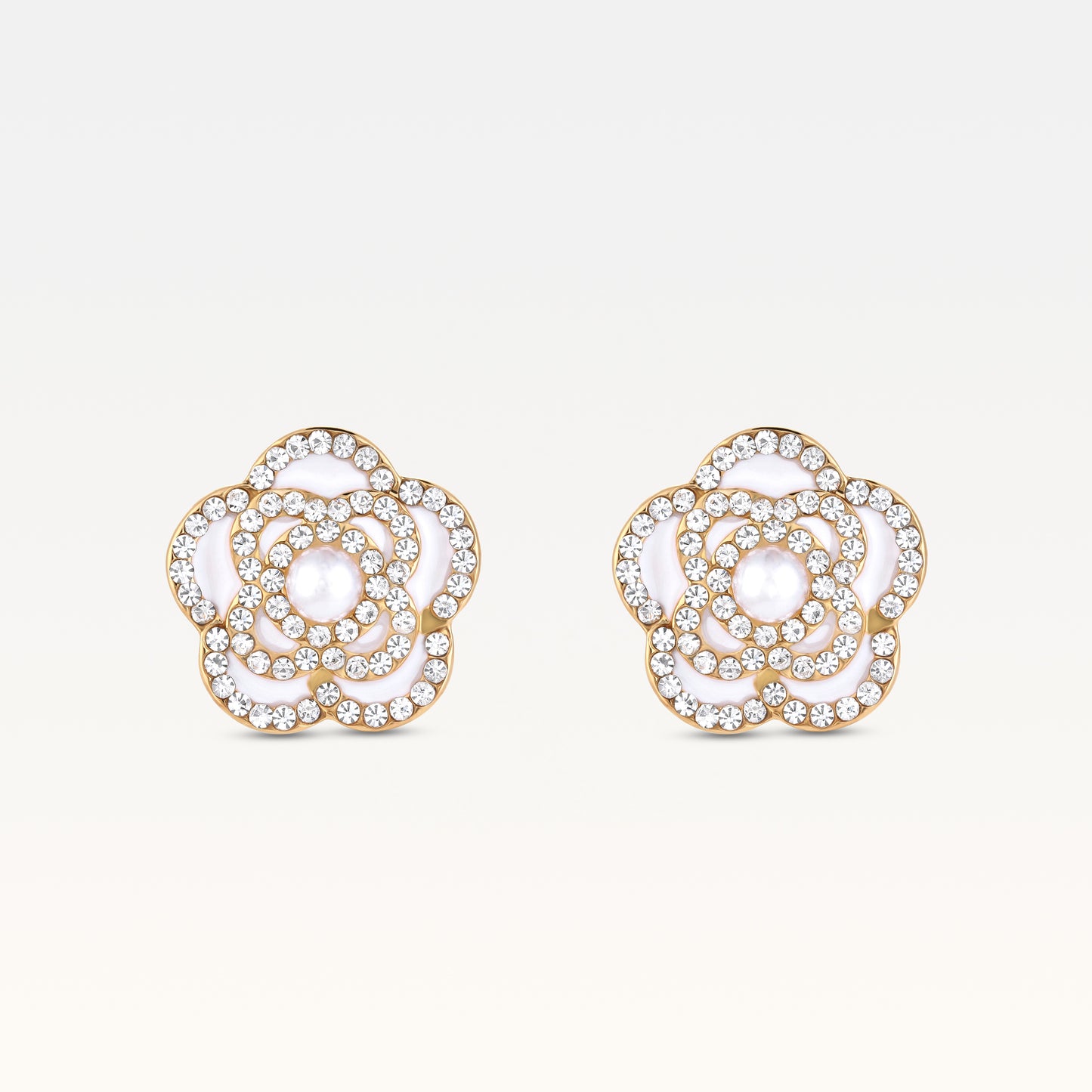 MB Côte d'Azur Gold-plated Blanc Camélia Crystal Earrings