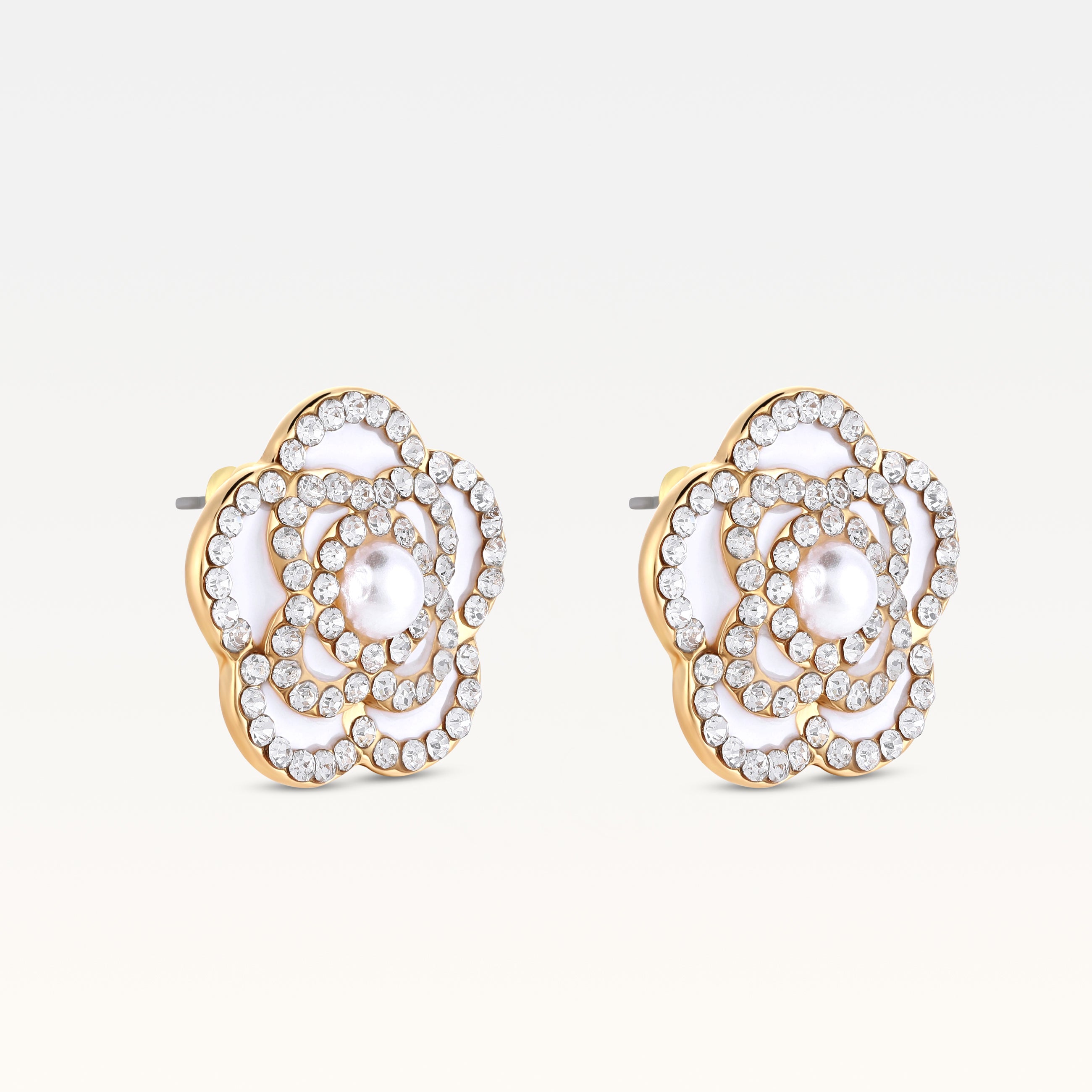MB Côte d'Azur Gold-plated Blanc Camélia Crystal Earrings