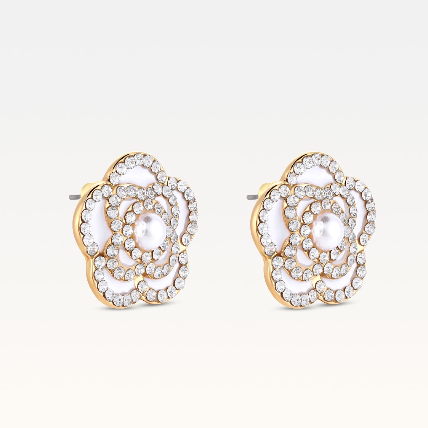 MB Côte d'Azur Gold-plated Blanc Camélia Crystal Earrings