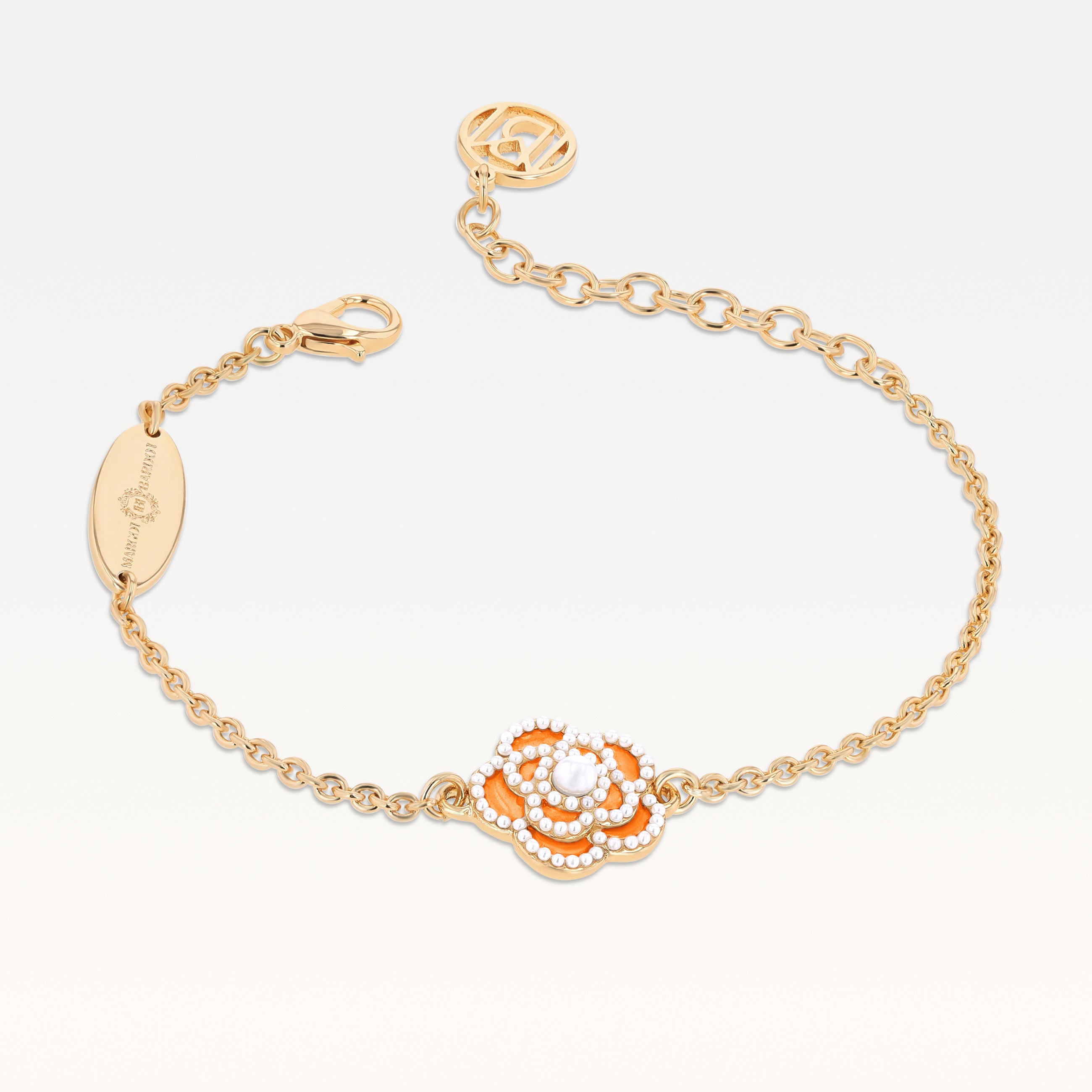 MB Signature Gold-Plated Luxury Orange Camélia Pearl Bracelet