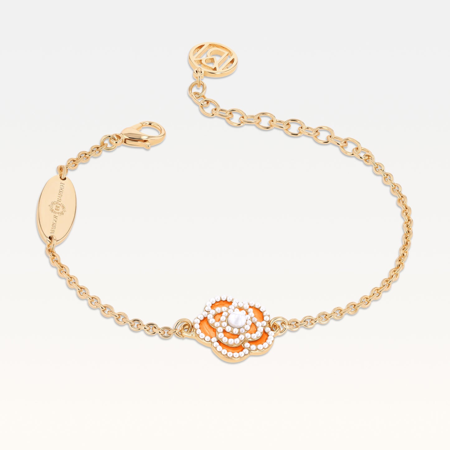 MB Signature Gold-Plated Luxury Orange Camélia Pearl Bracelet
