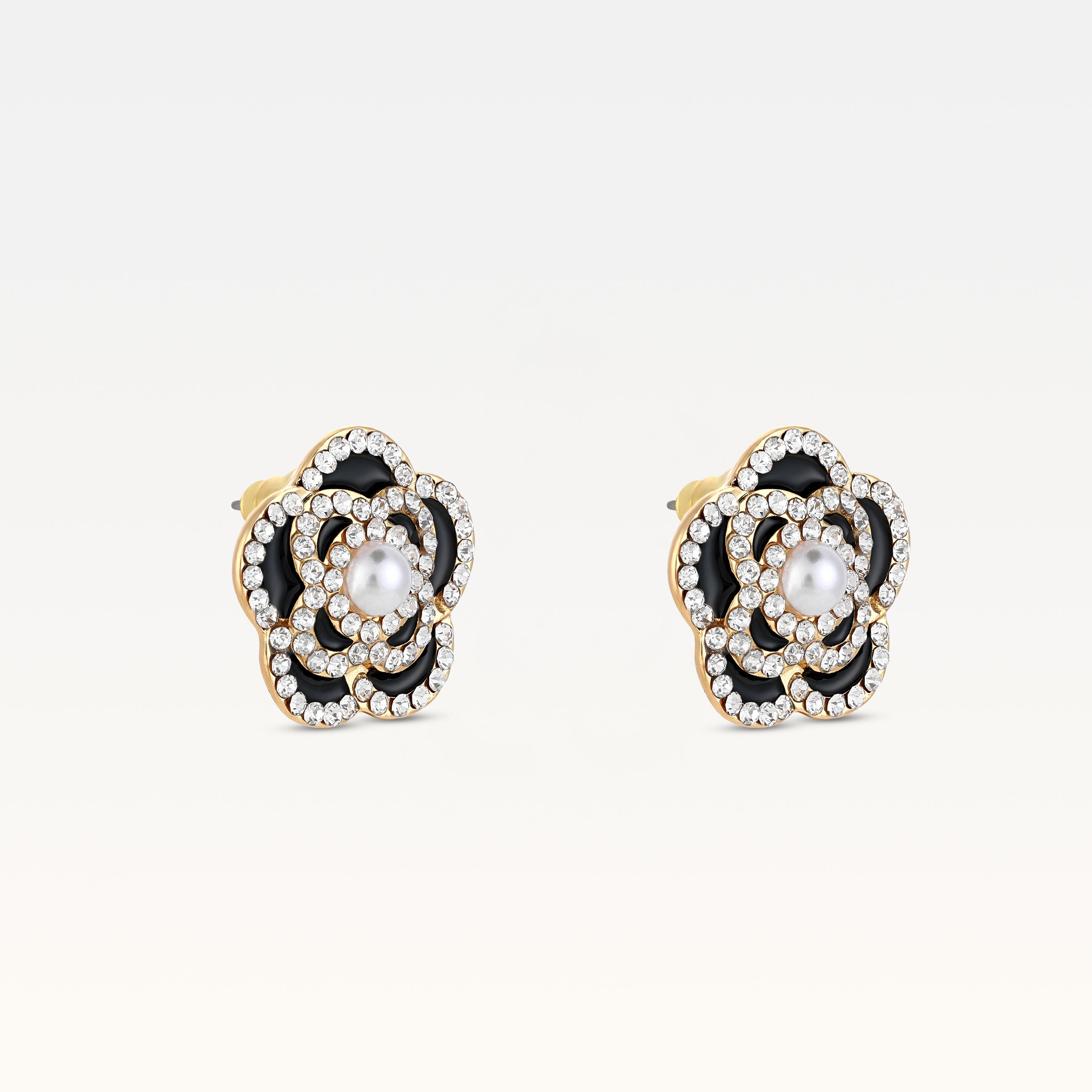 MB Côte d'Azur Gold-plated Noir Camélia Crystal Earrings