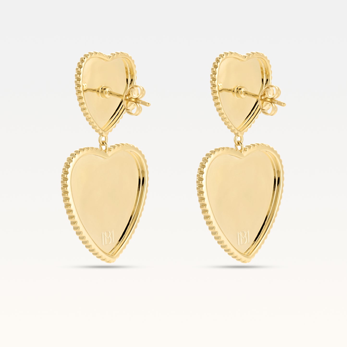 MB Signature Gold Plated Coeur Noir Pearl Earrings