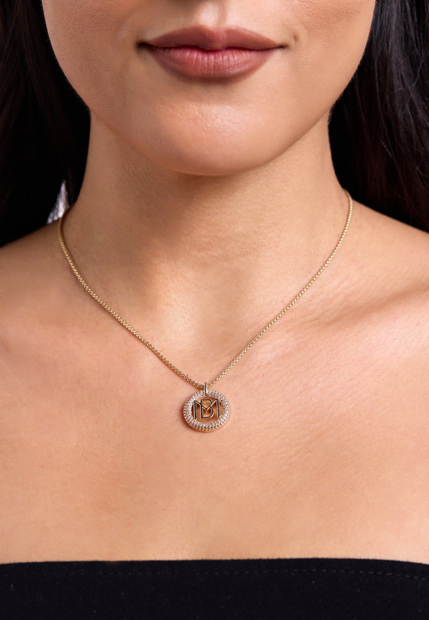MB Signature Gold Plated Mimi Pendant Necklace