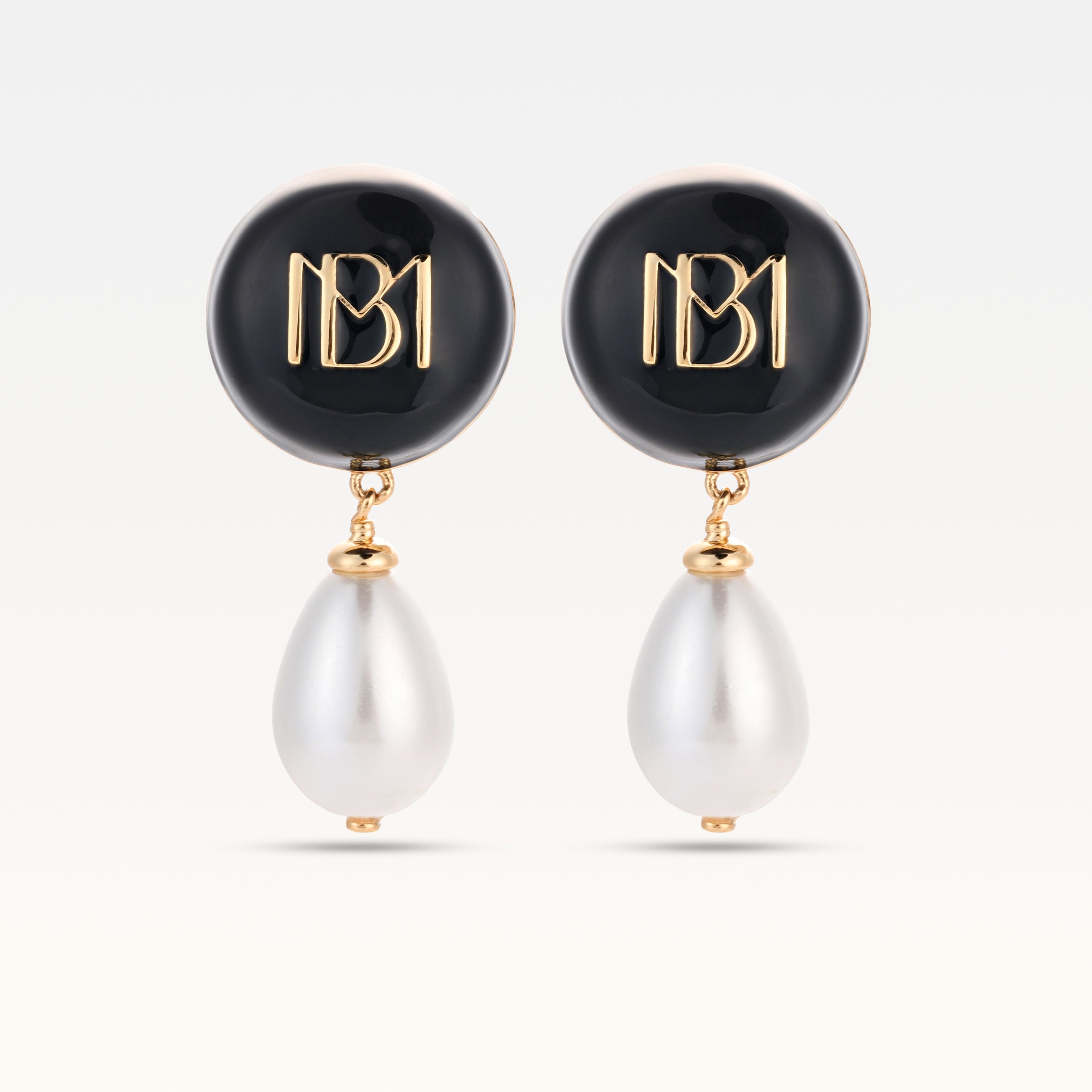 MB Signature Gold Plated Noir Pearl Drops