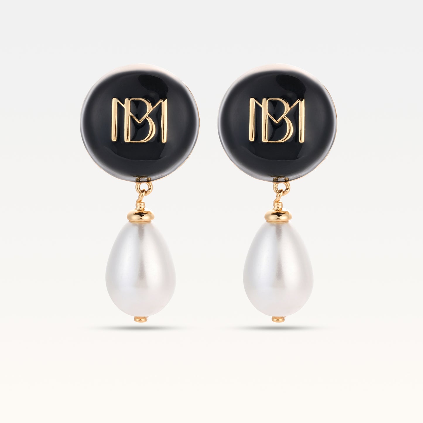 MB Signature Gold Plated Noir Pearl Drops
