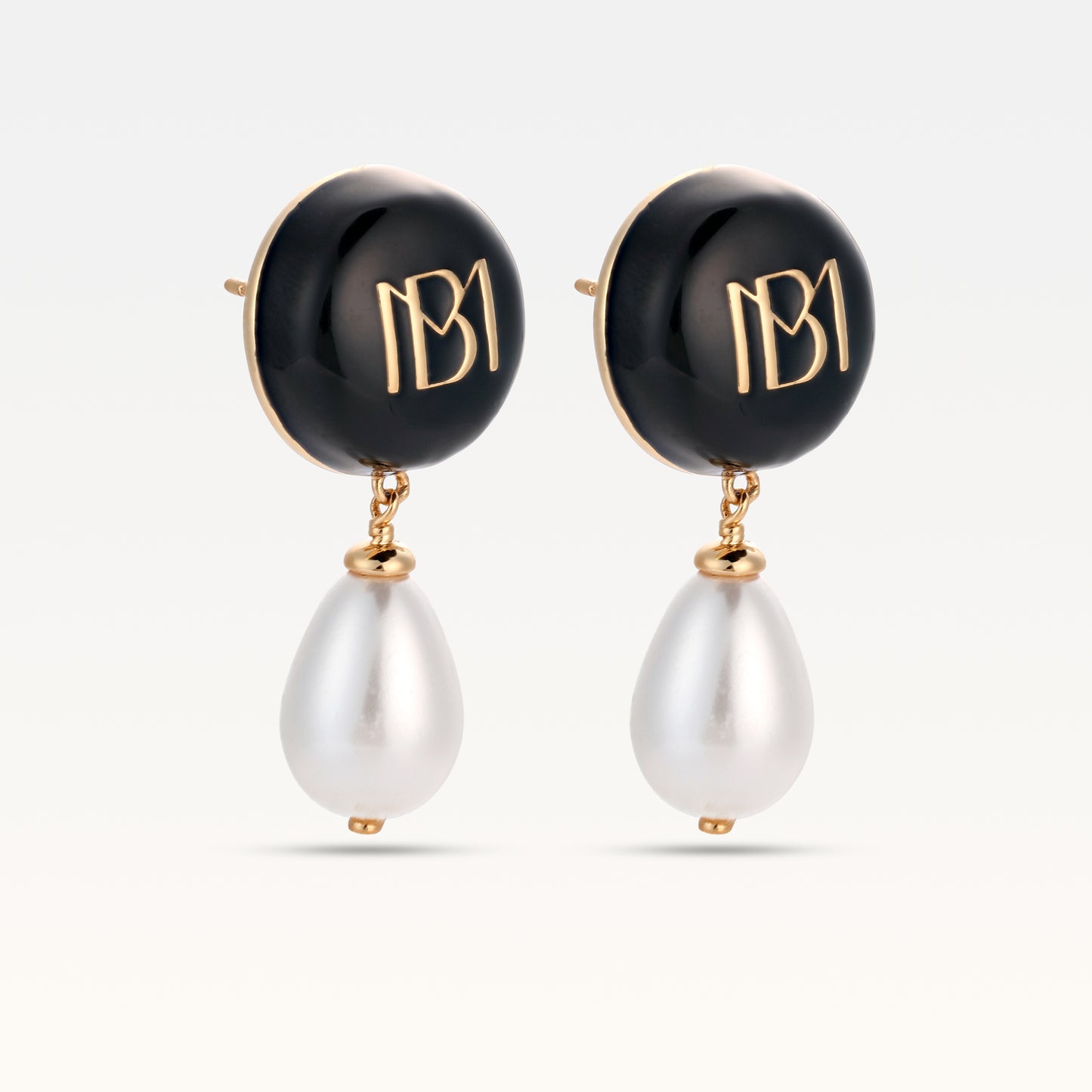 MB Signature Gold Plated Noir Pearl Drops