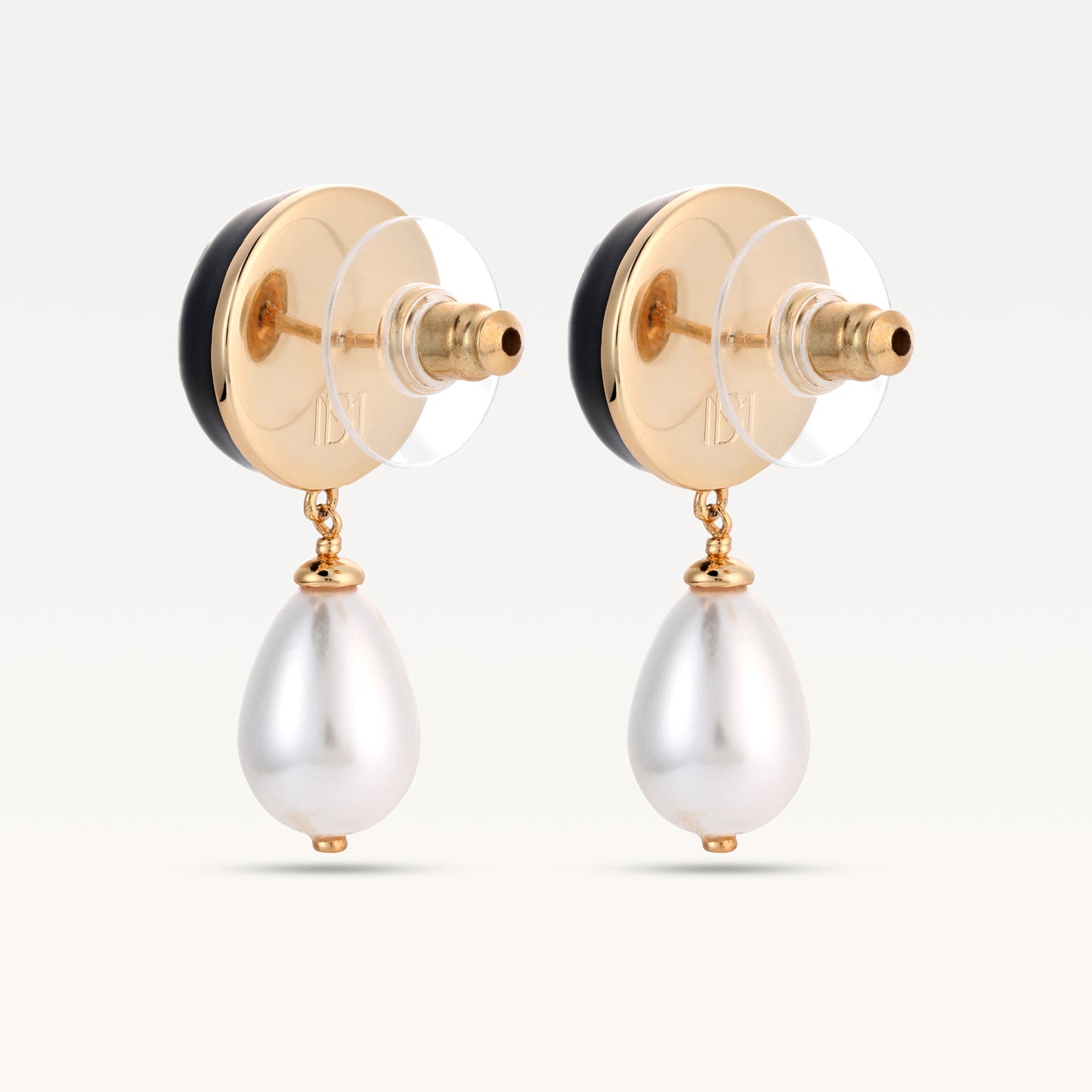 MB Signature Gold Plated Noir Pearl Drops