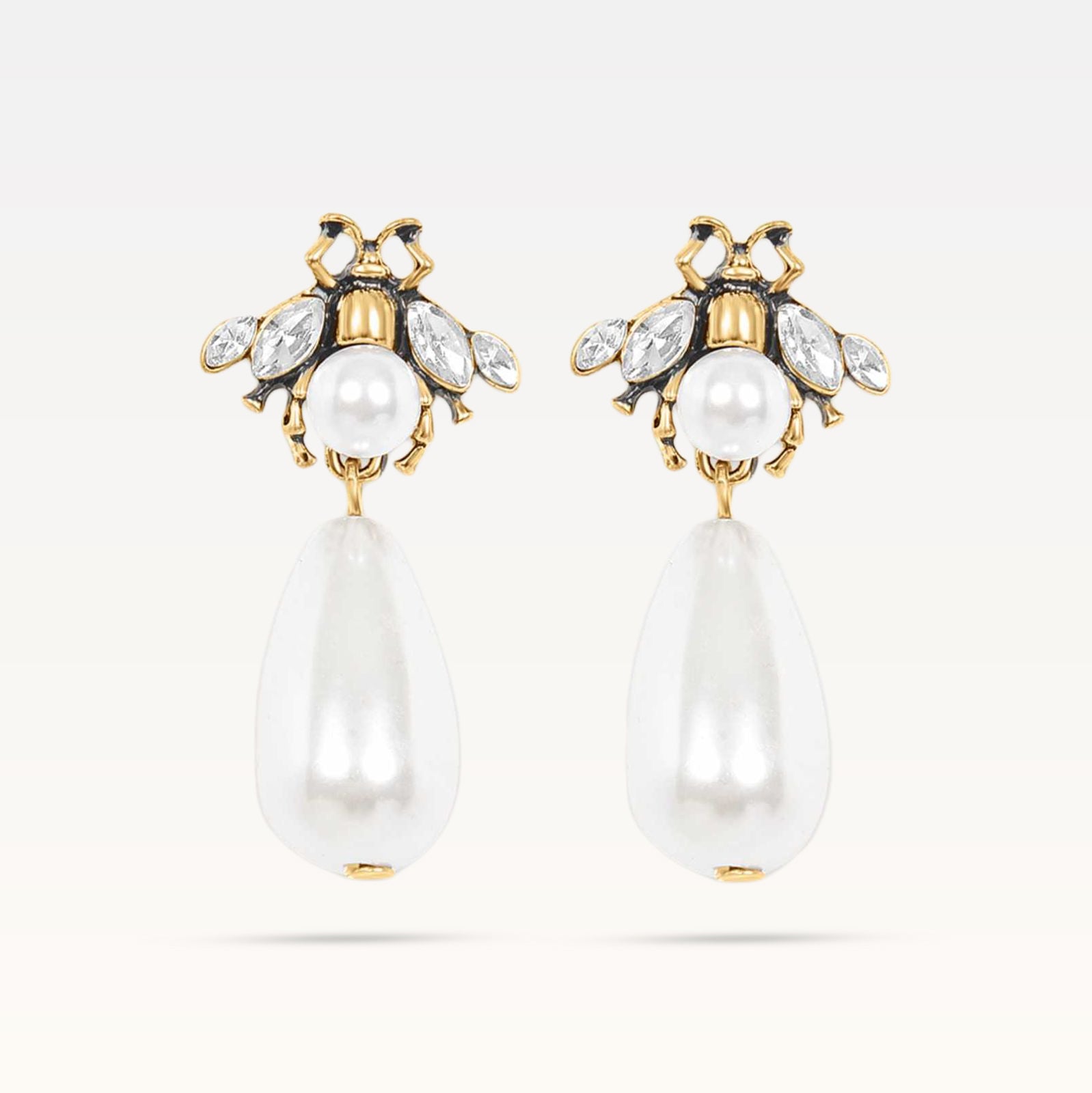 Lilly Drop Pearl Earrings - Gold