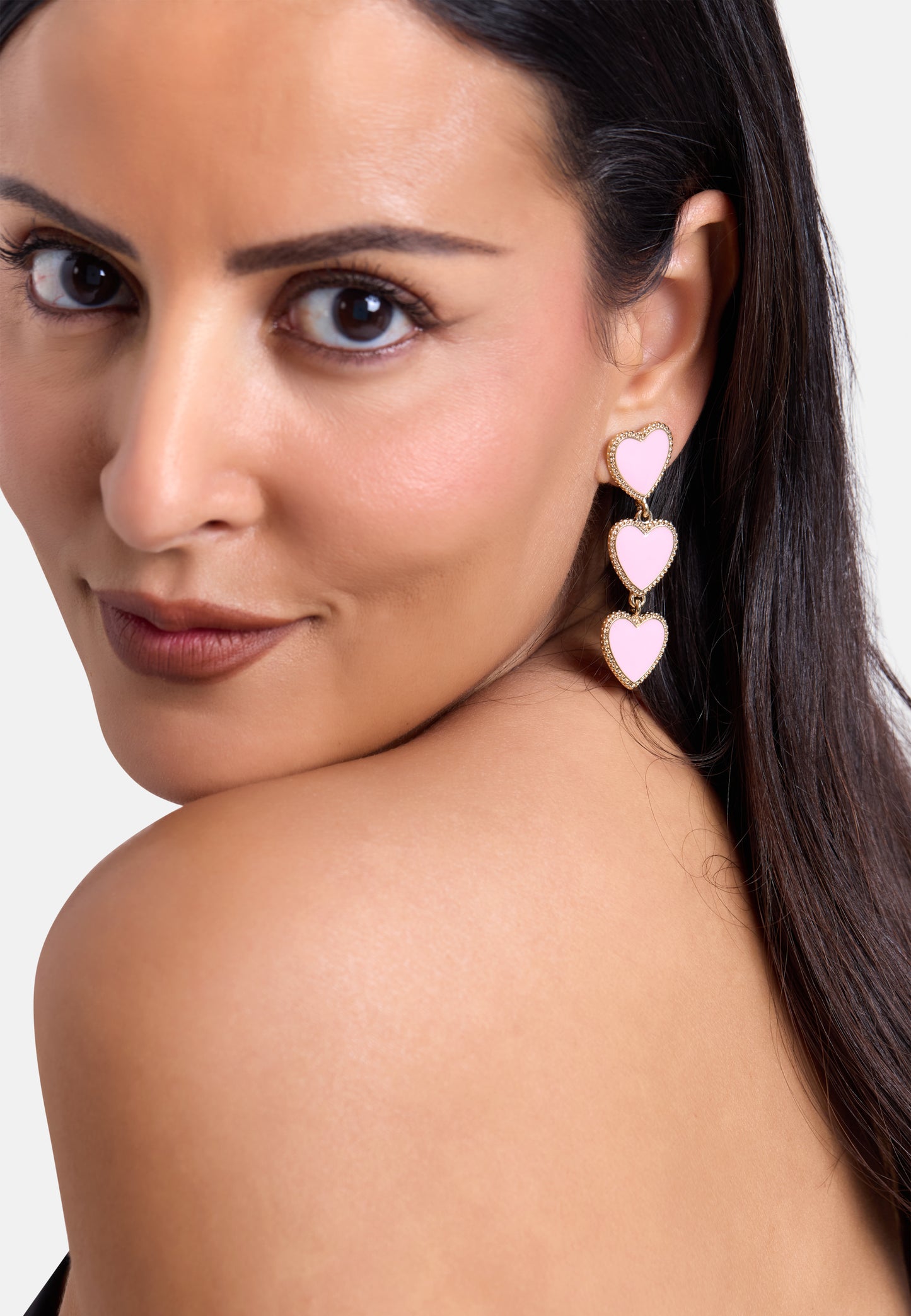 MB Maeva Gold-Plated Pink Heart Earrings