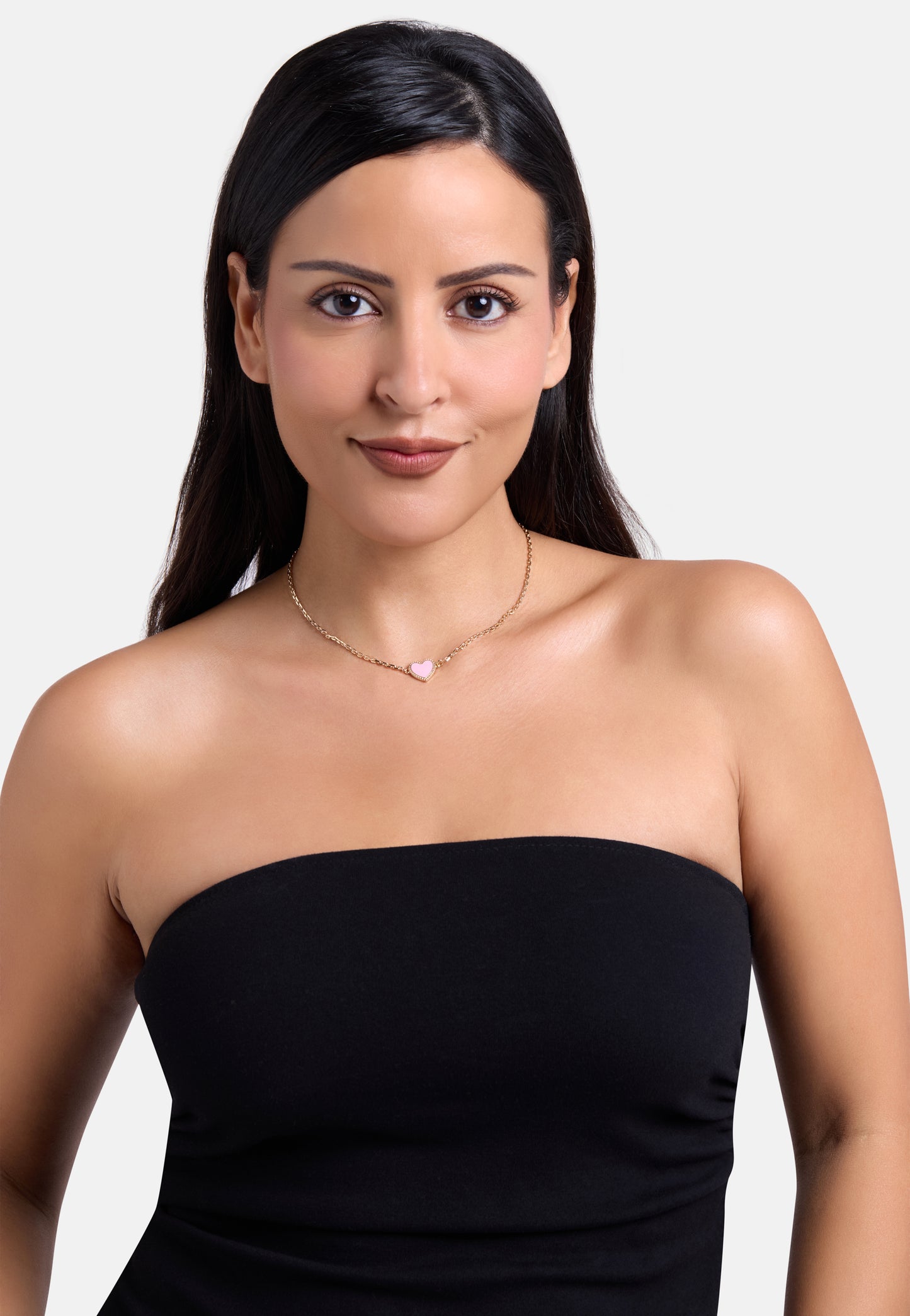 MB Maeva Gold-Plated Pink Heart Necklace