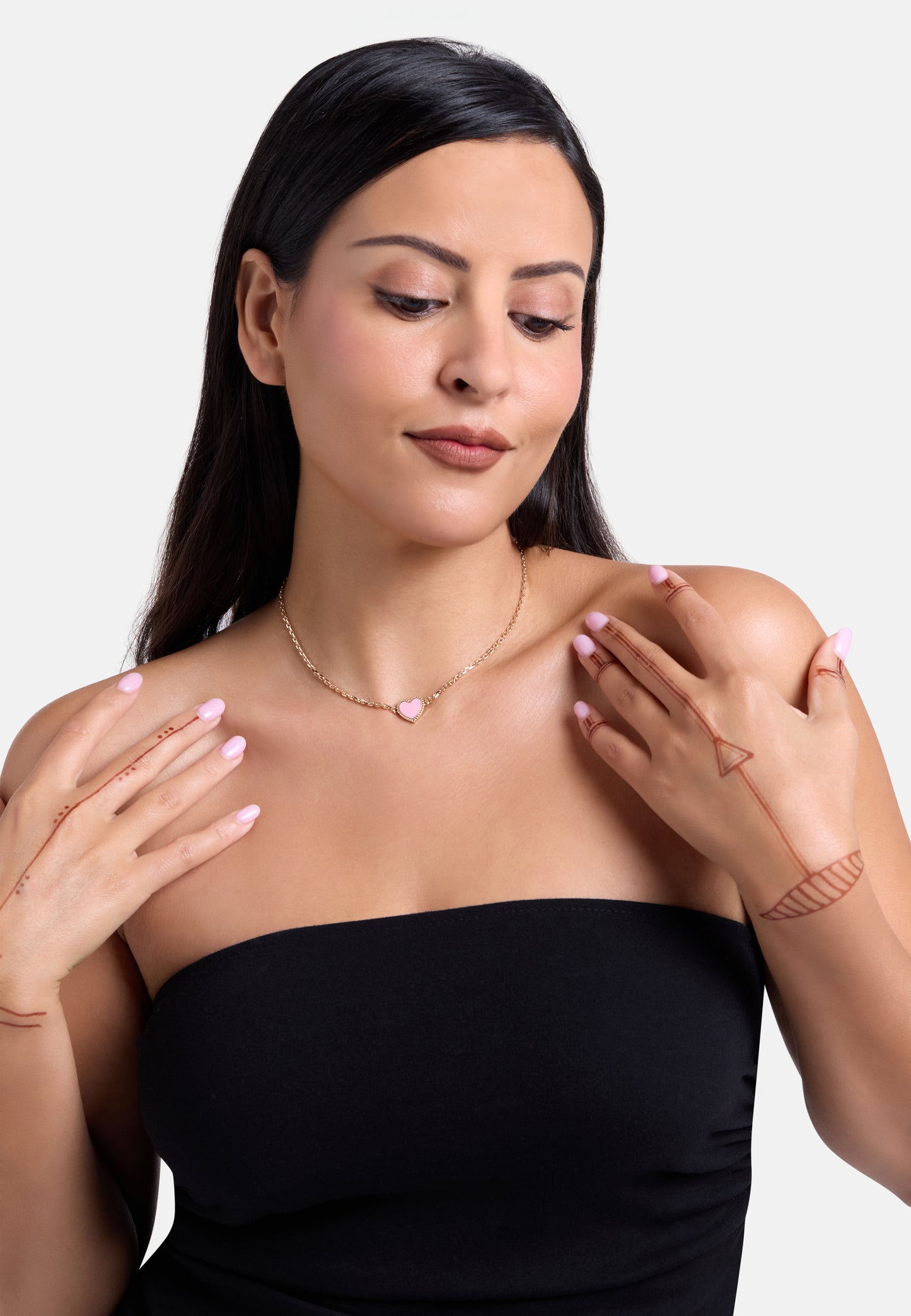 MB Maeva Gold-Plated Pink Heart Necklace