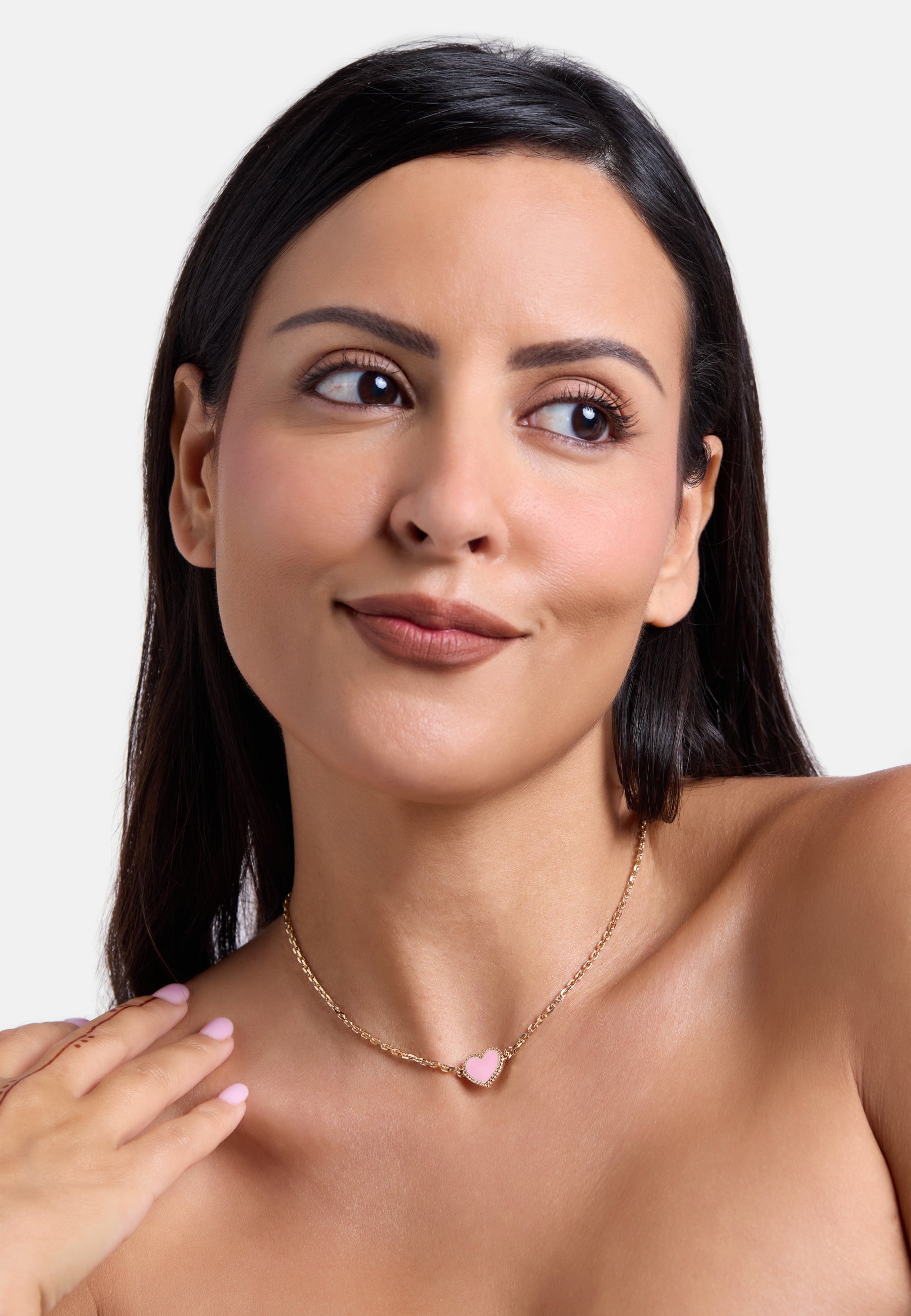 MB Maeva Gold-Plated Pink Heart Necklace