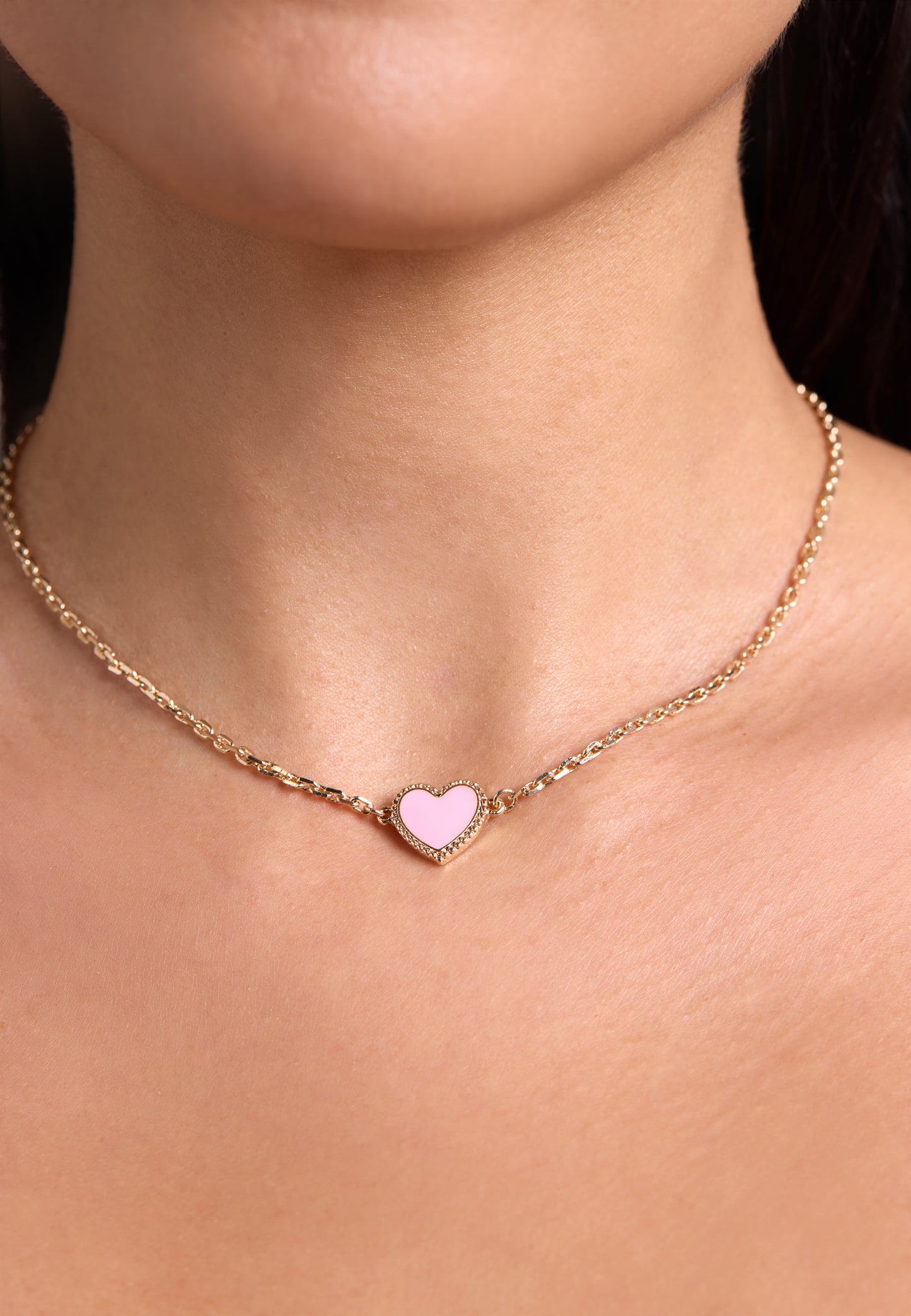MB Maeva Gold-Plated Pink Heart Necklace