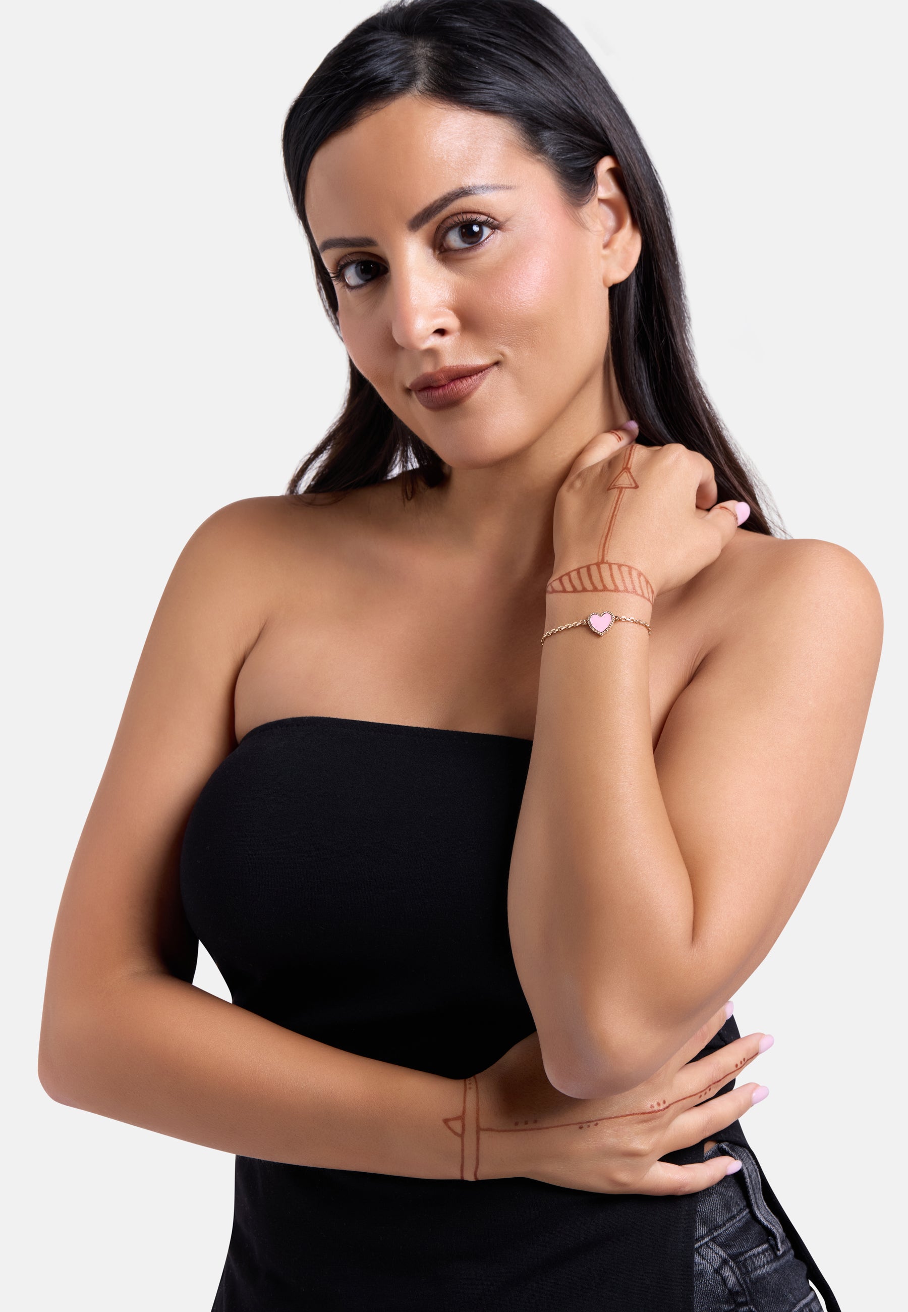 MB Maeva Gold-Plated Pink Heart Bracelet