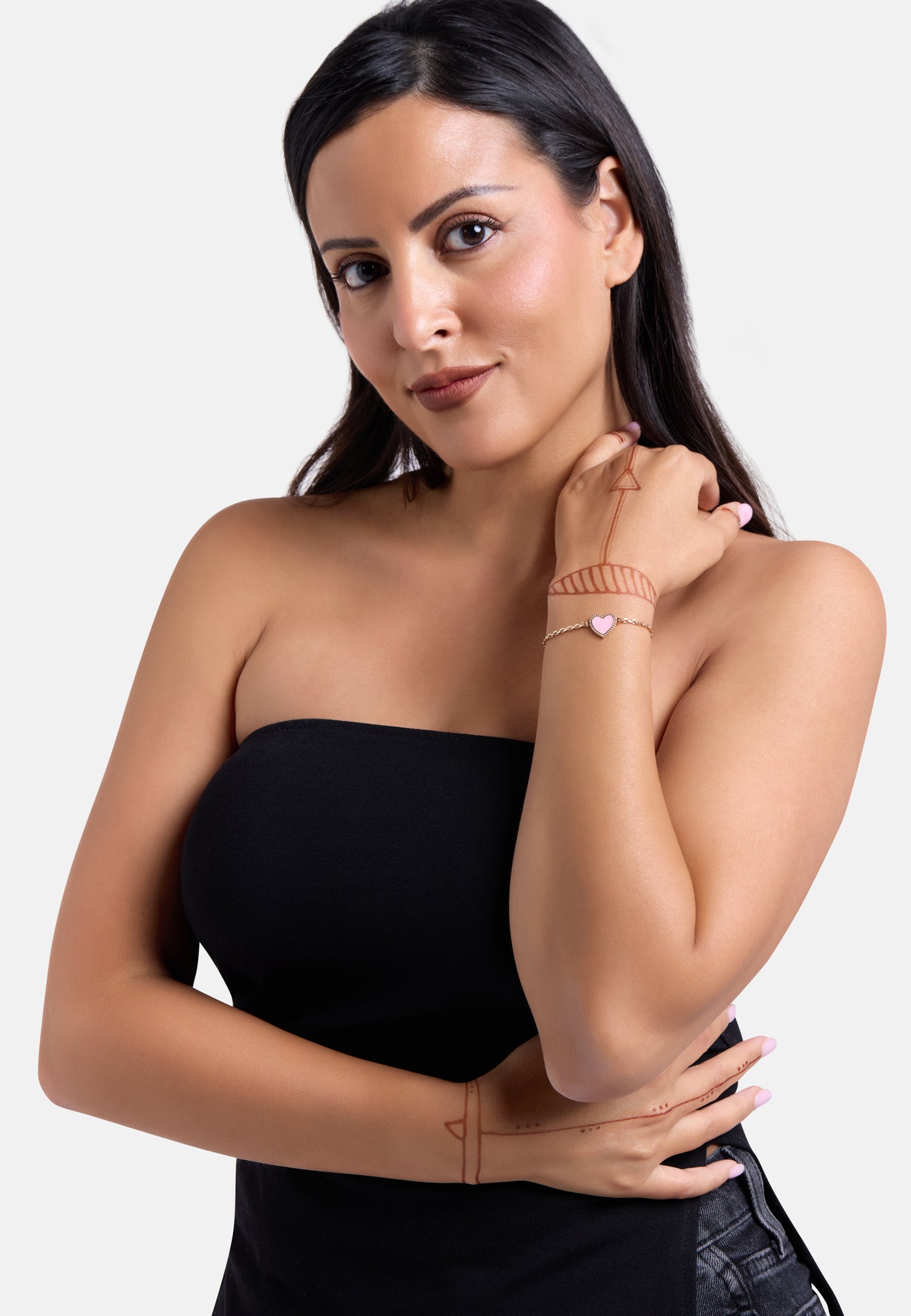 MB Maeva Gold-Plated Pink Heart Bracelet