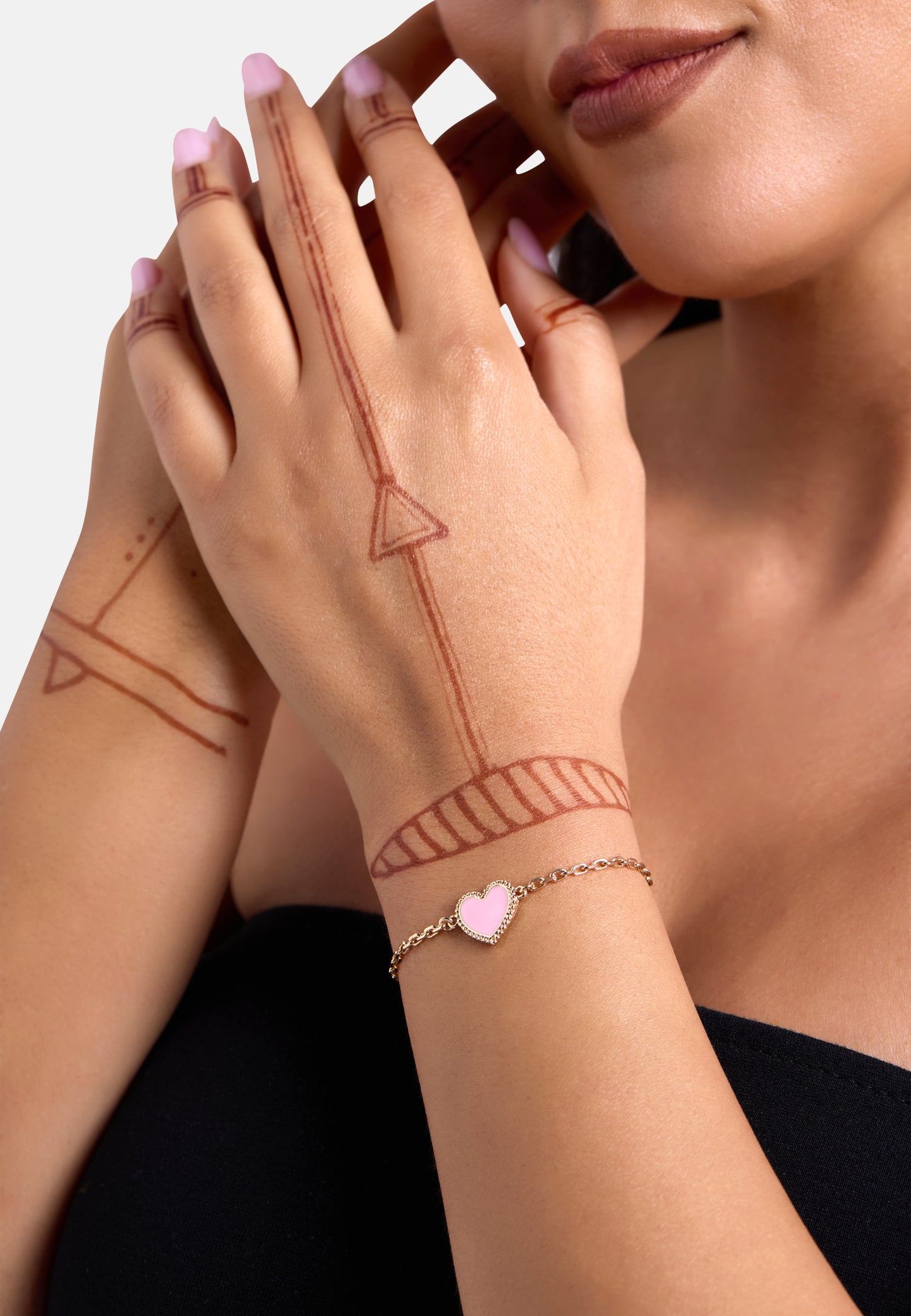 MB Maeva Gold-Plated Pink Heart Bracelet