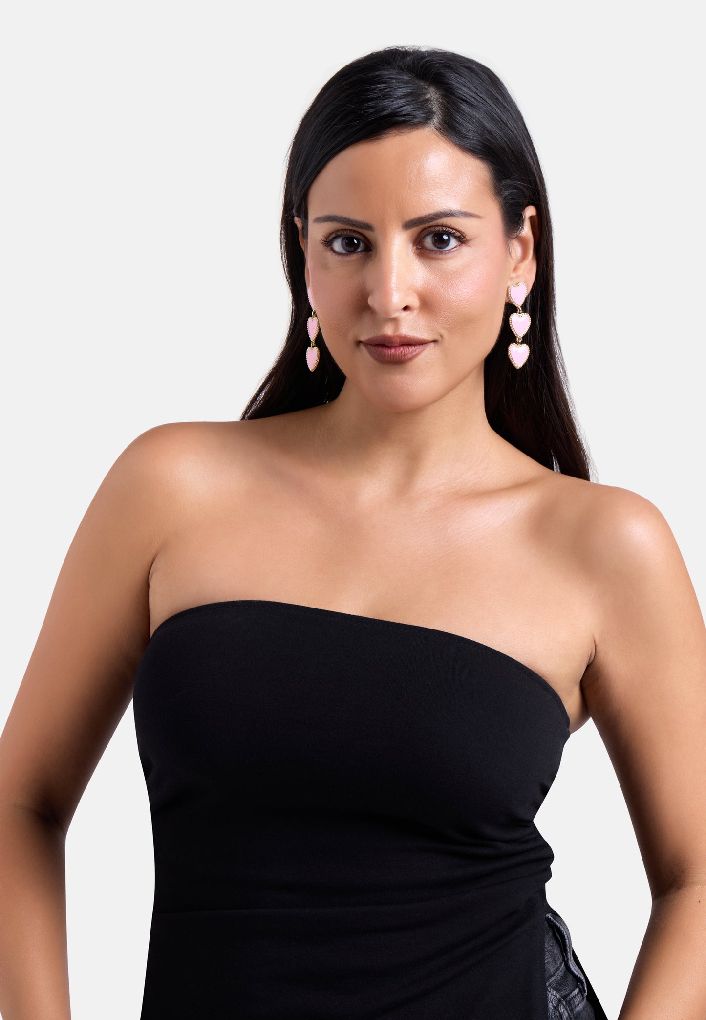 MB Maeva Gold-Plated Pink Heart Earrings