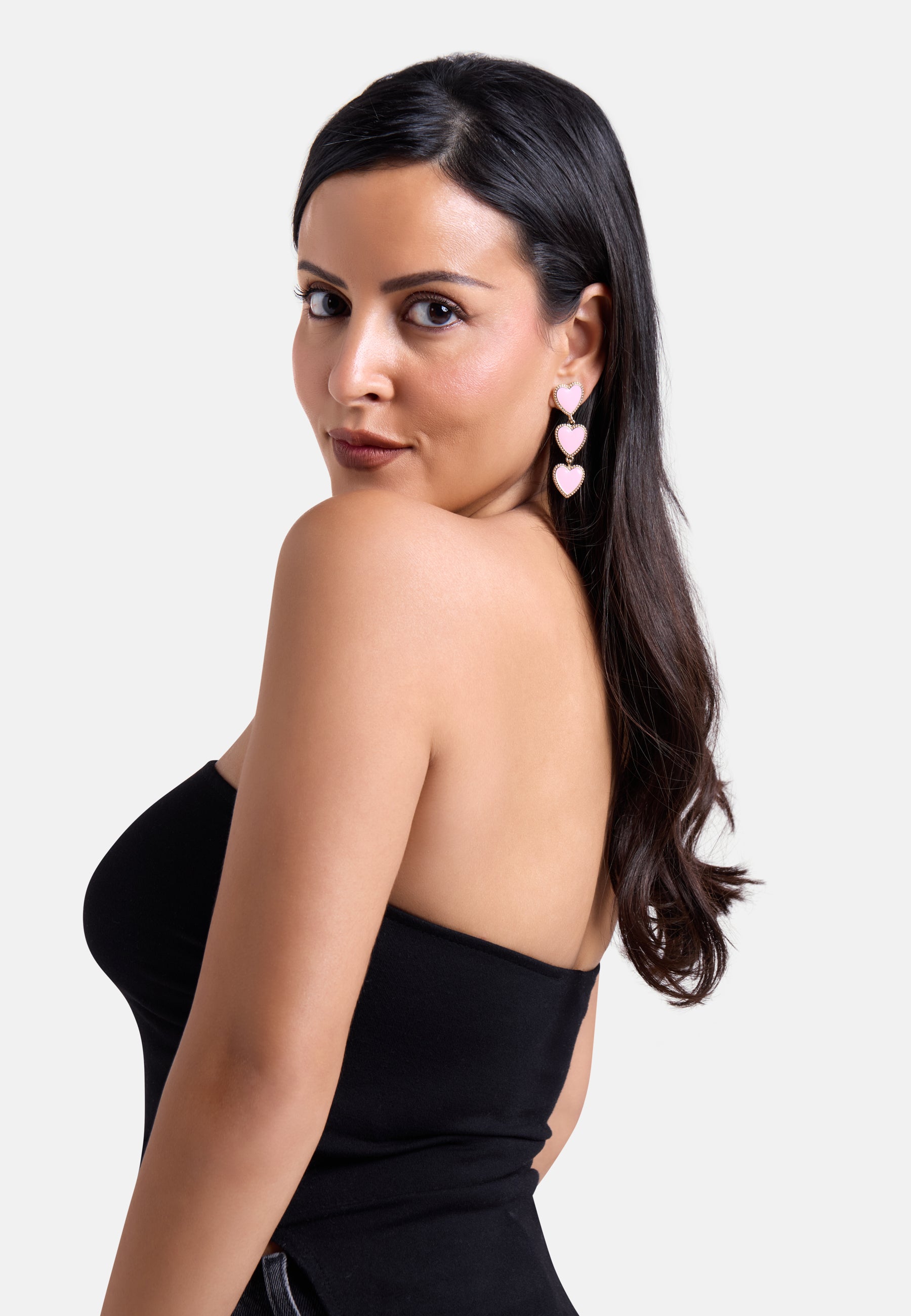 MB Maeva Gold-Plated Pink Heart Earrings