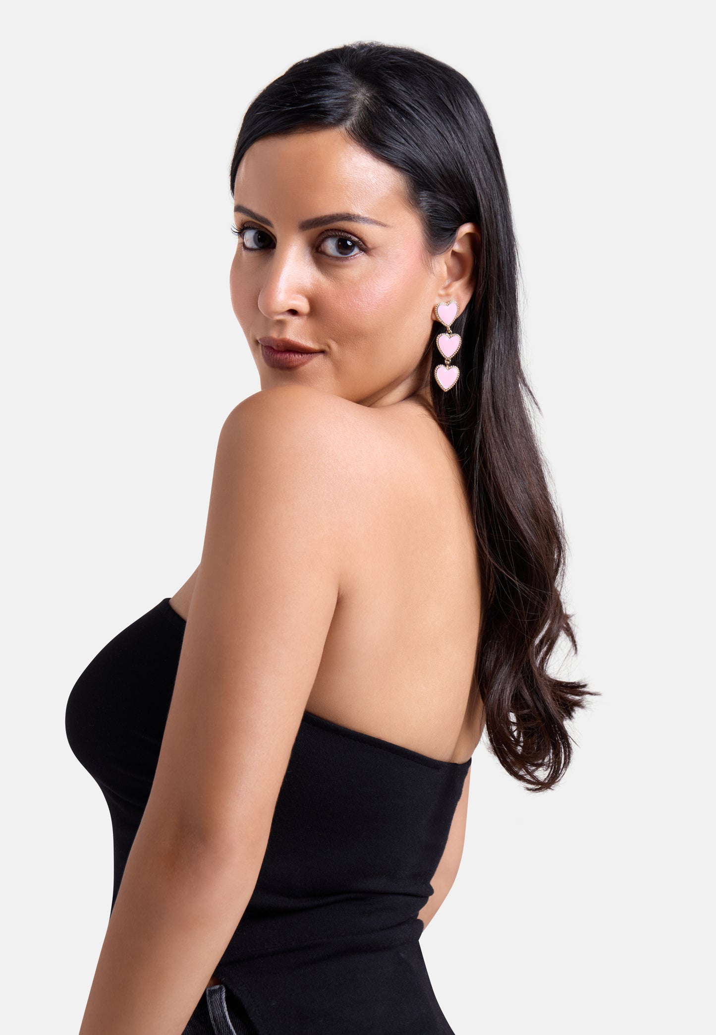 MB Maeva Gold-Plated Pink Heart Earrings