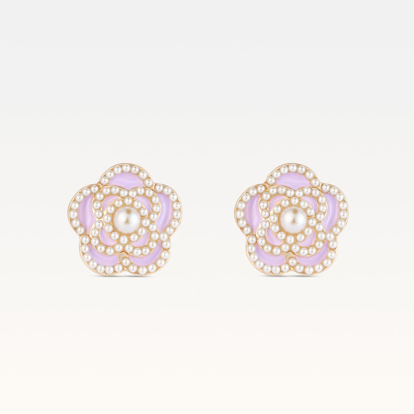 MB Côte d'Azur Gold-Plated Lavender Mist Camélia Earrings