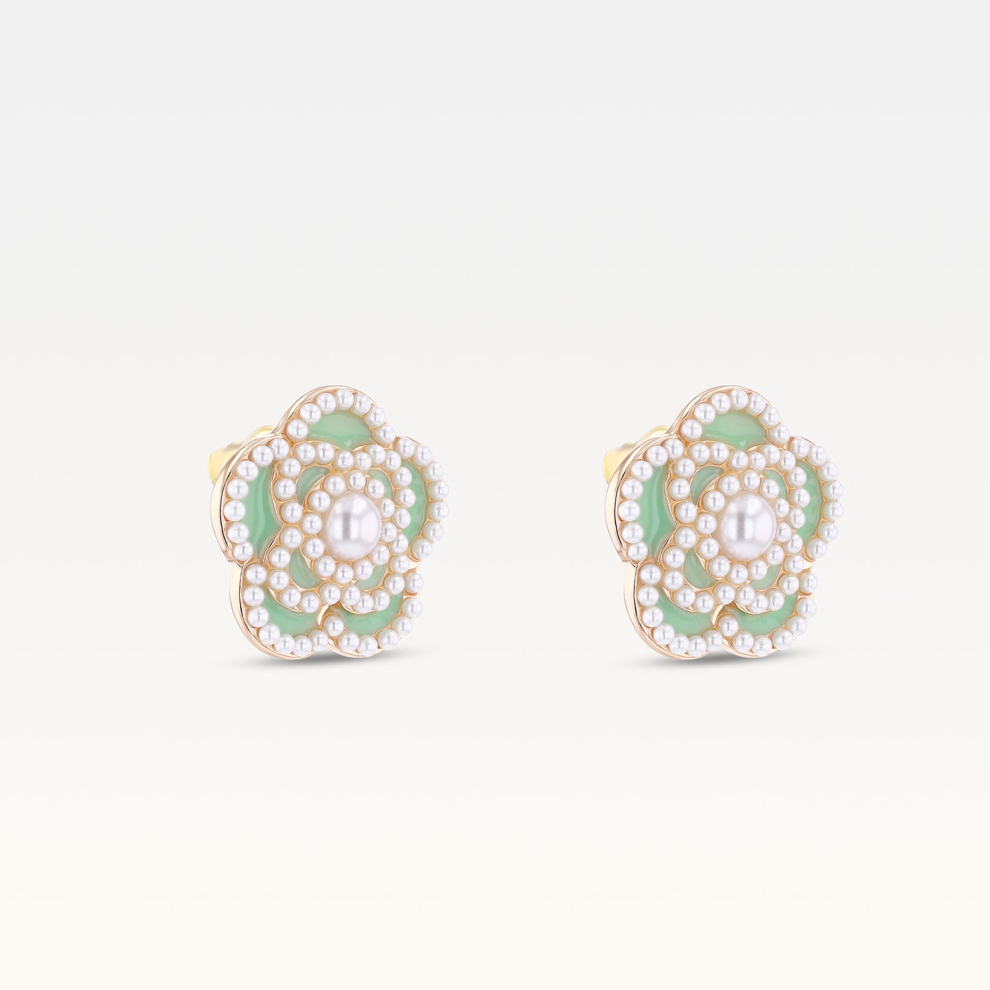 MB Côte d'Azur Gold-Plated Mint Créme Camélia Earrings