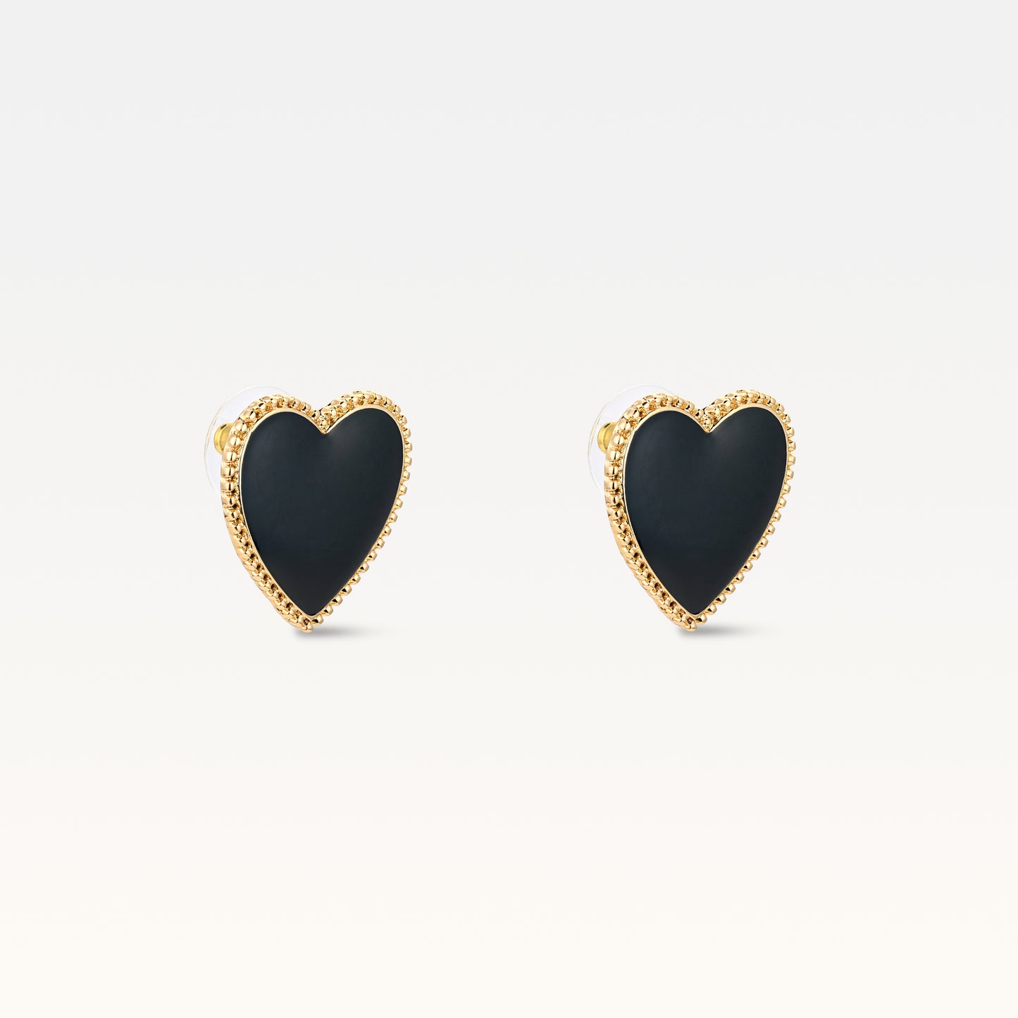 MB Maeva Gold-Plated Black Heart Studs